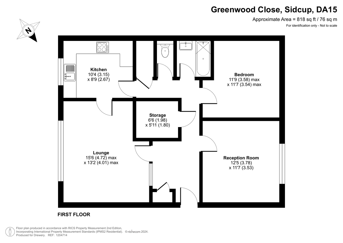 2 bed flat for sale in Greenwood Close, Sidcup - Property Floorplan