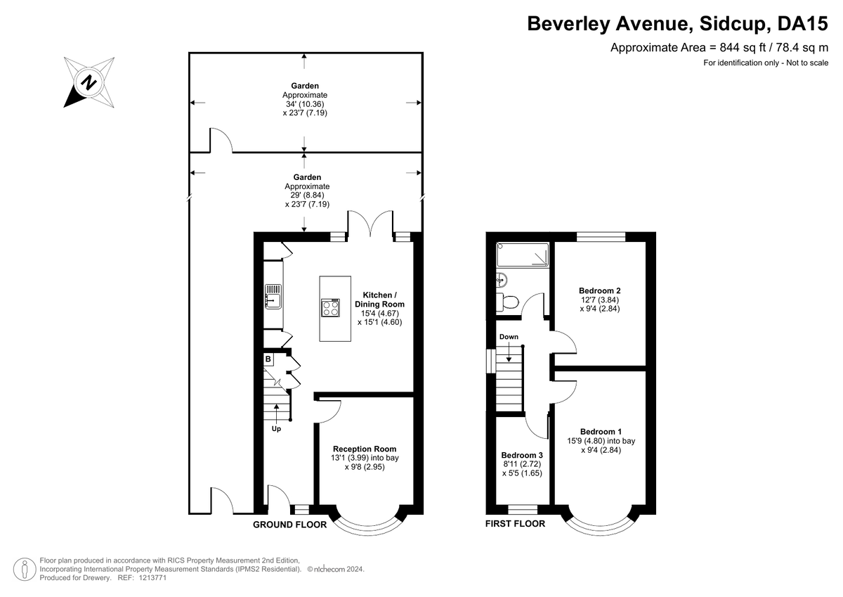 3 bed end of terrace house for sale in Beverley Avenue, Sidcup - Property Floorplan