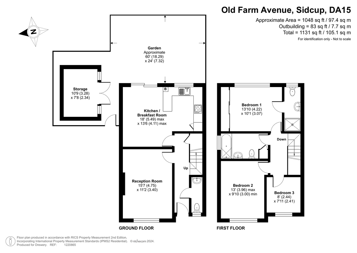 3 bed semi-detached house for sale in Old Farm Avenue, Sidcup - Property Floorplan