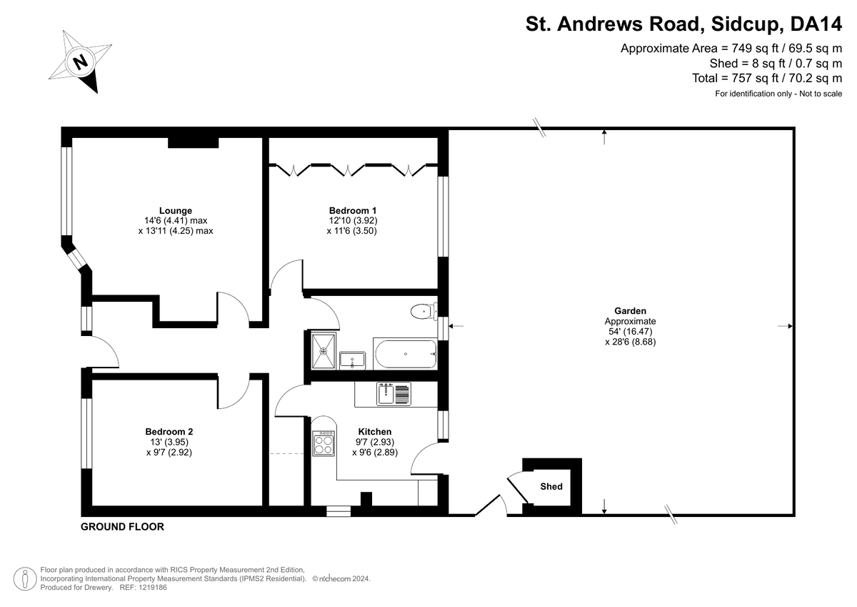 2 bed ground floor maisonette for sale in St Andrews Road, Sidcup - Property Floorplan