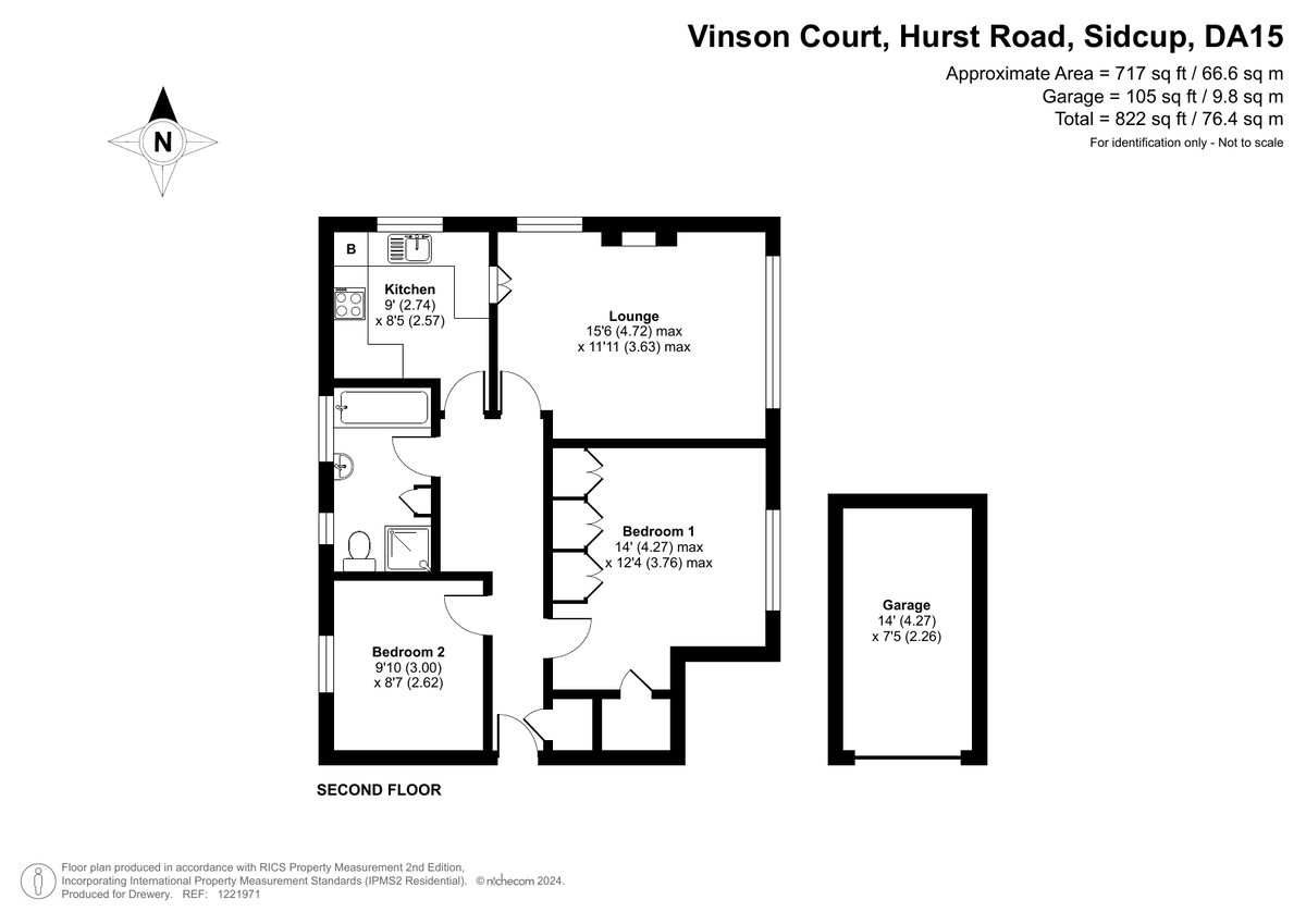 2 bed apartment for sale in Hurst Road, Sidcup - Property Floorplan