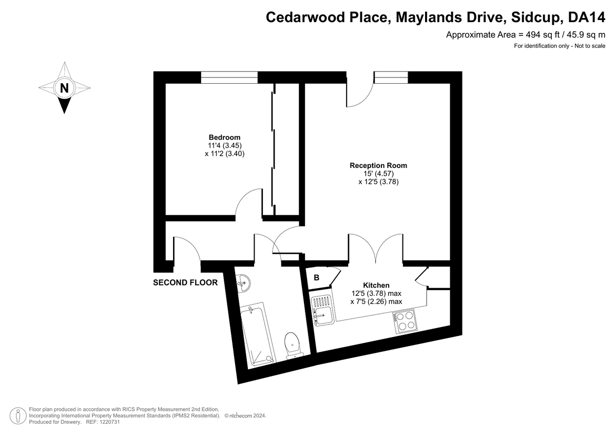 1 bed flat for sale in Maylands Drive, Sidcup - Property Floorplan