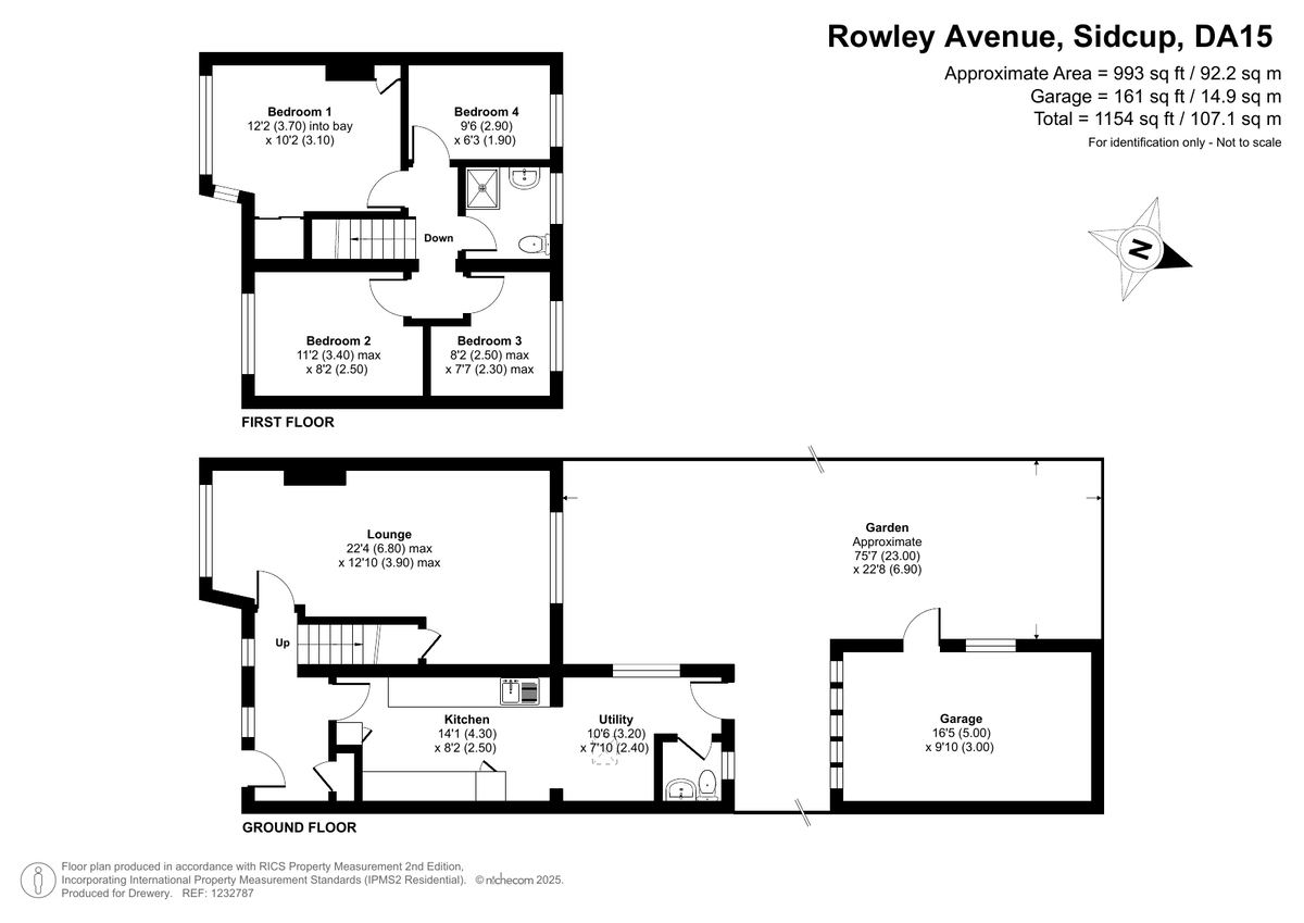 4 bed end of terrace house for sale in Rowley Avenue, Sidcup, DA15 9LF - Property floorplan