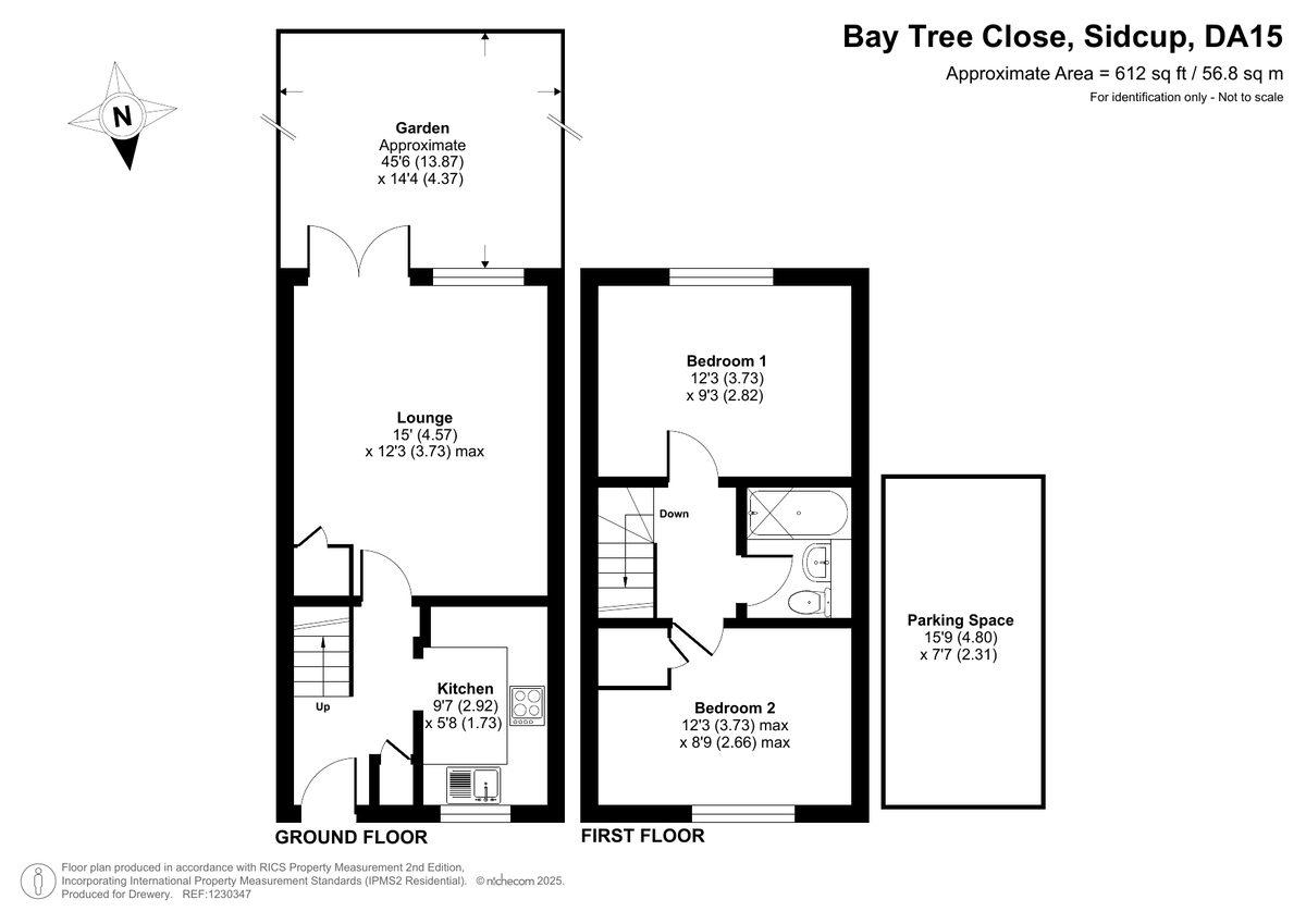 2 bed terraced house for sale in Baytree Close, Sidcup - Property Floorplan