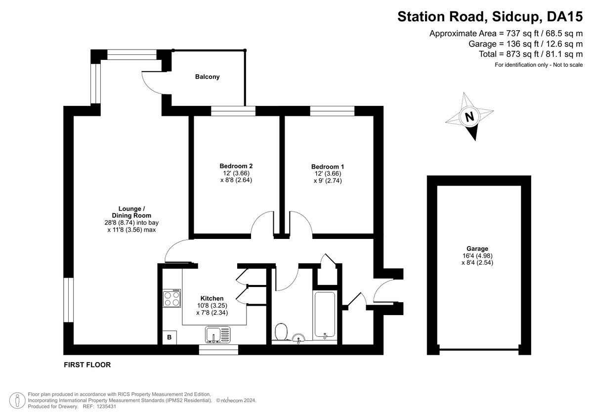 2 bed apartment for sale in Station Road, Sidcup - Property Floorplan