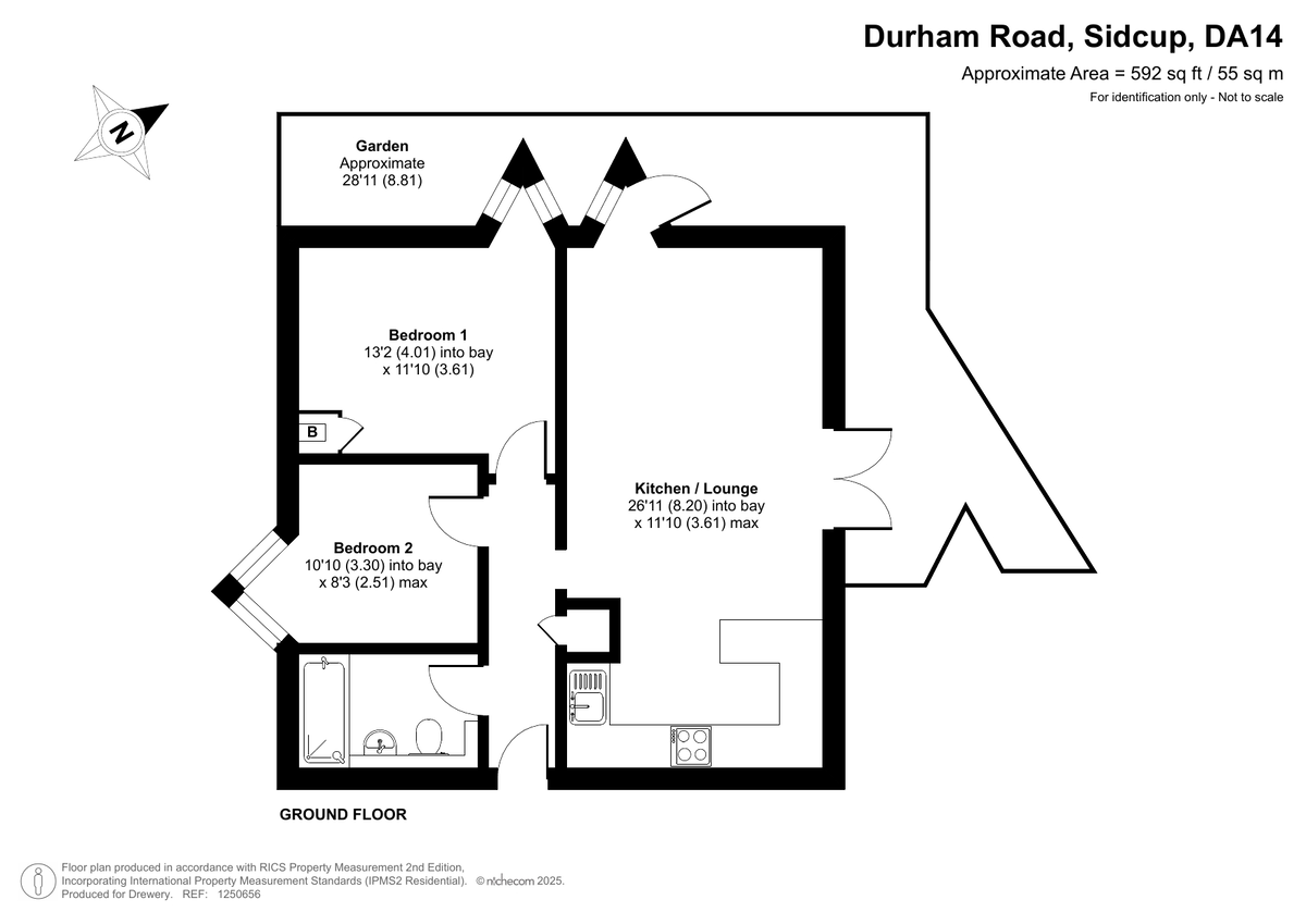 2 bed ground floor flat for sale in Durham Road, Sidcup, DA14 6LP - Property floorplan