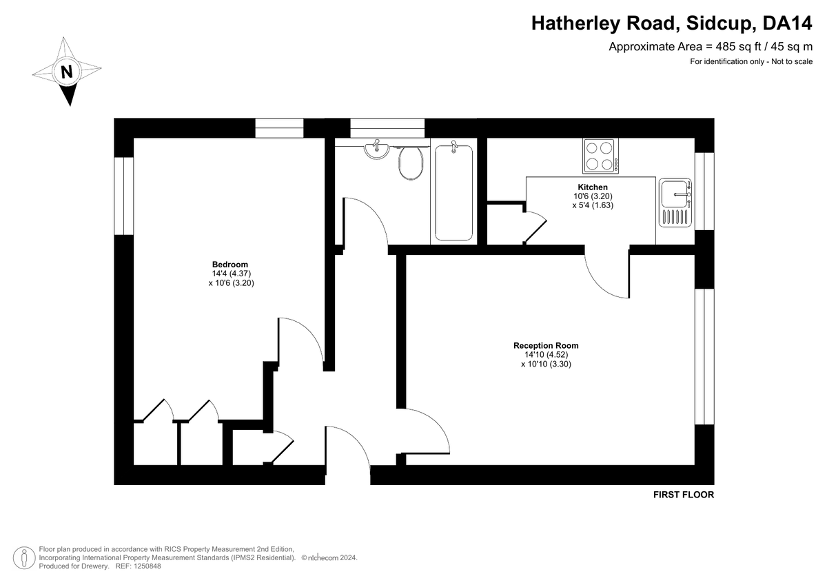 1 bed flat for sale in Hatherley Road, Sidcup, DA14 4AT - Property floorplan