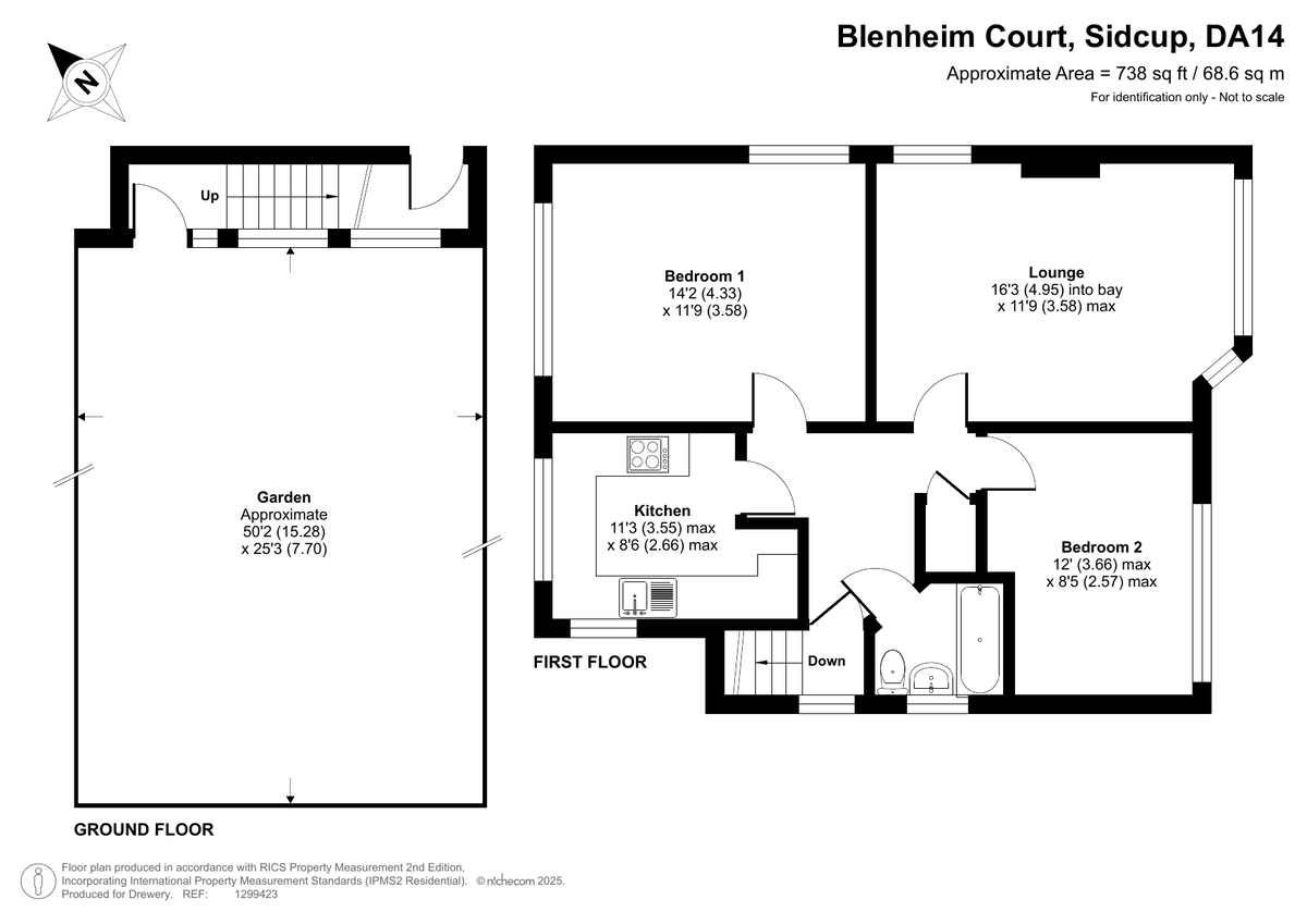 2 bed maisonette for sale in Blenheim Court, Sidcup, DA14 6QQ - Property floorplan