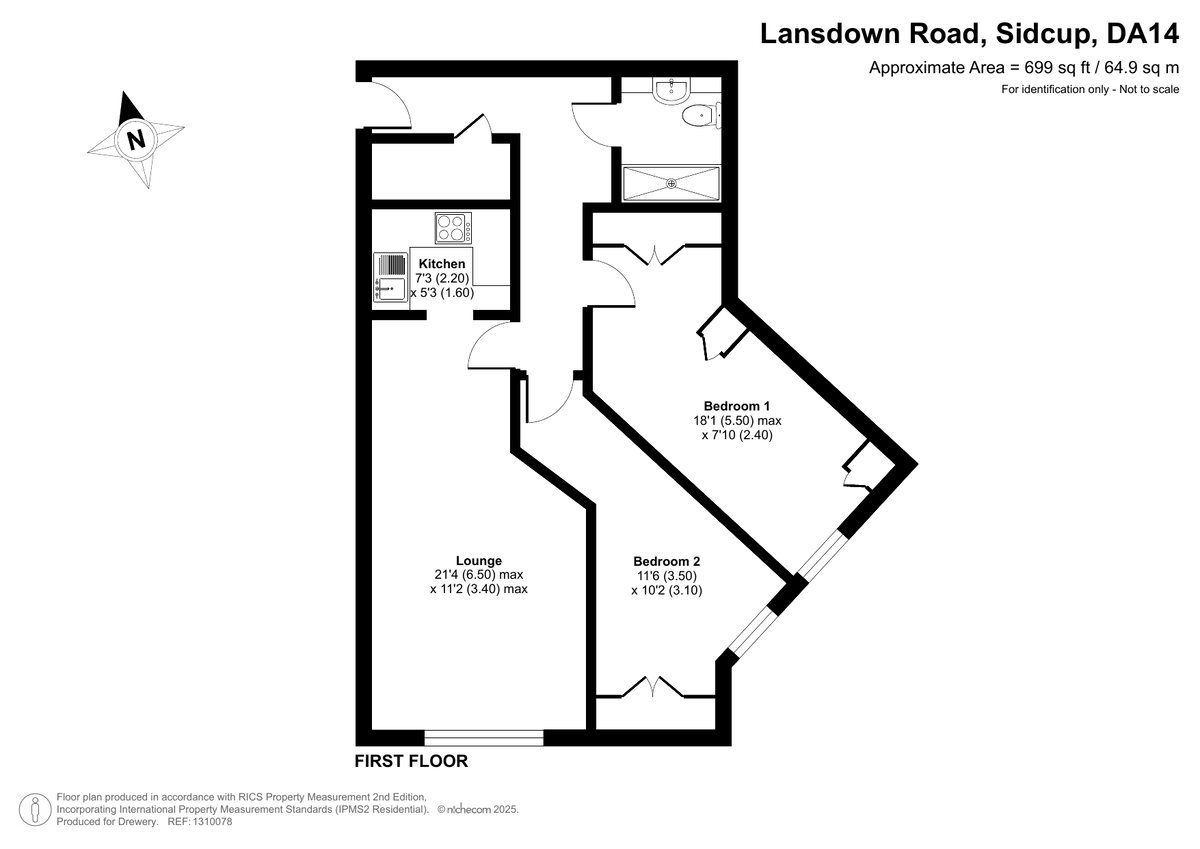 2 bed flat for sale in Lansdown Road, Sidcup, DA14 4EN - Property floorplan