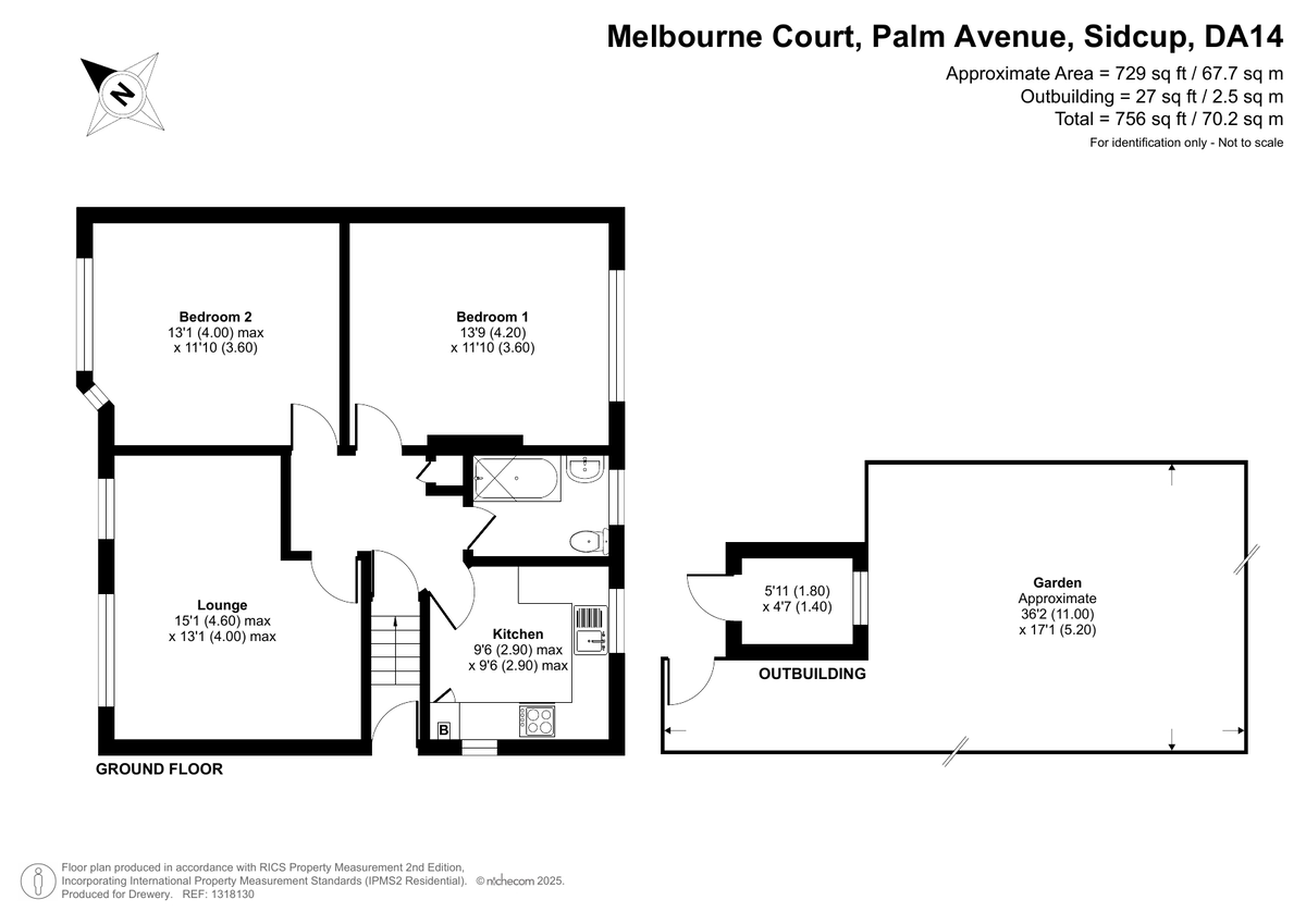 2 bed maisonette for sale in Palm Avenue, Sidcup, DA14 5JE - Property floorplan