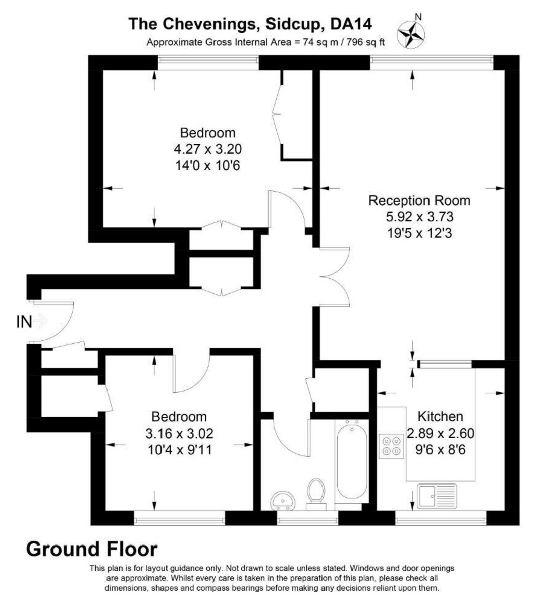 2 bed ground floor maisonette to rent in The Chevenings, Sidcup, DA14 4LA - Property floorplan