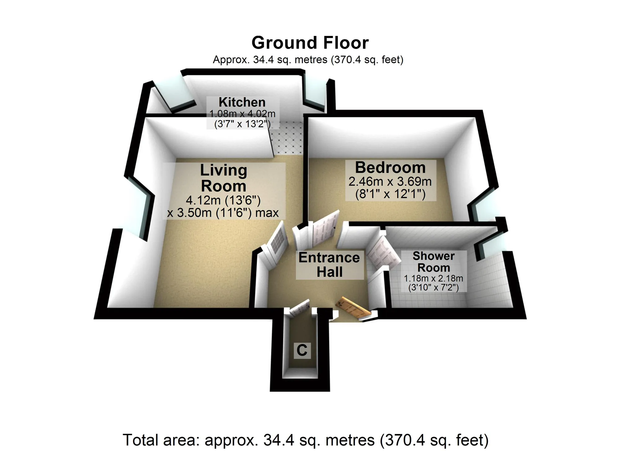 1 bed flat to rent in Bank Lane, Brixham - Property floorplan