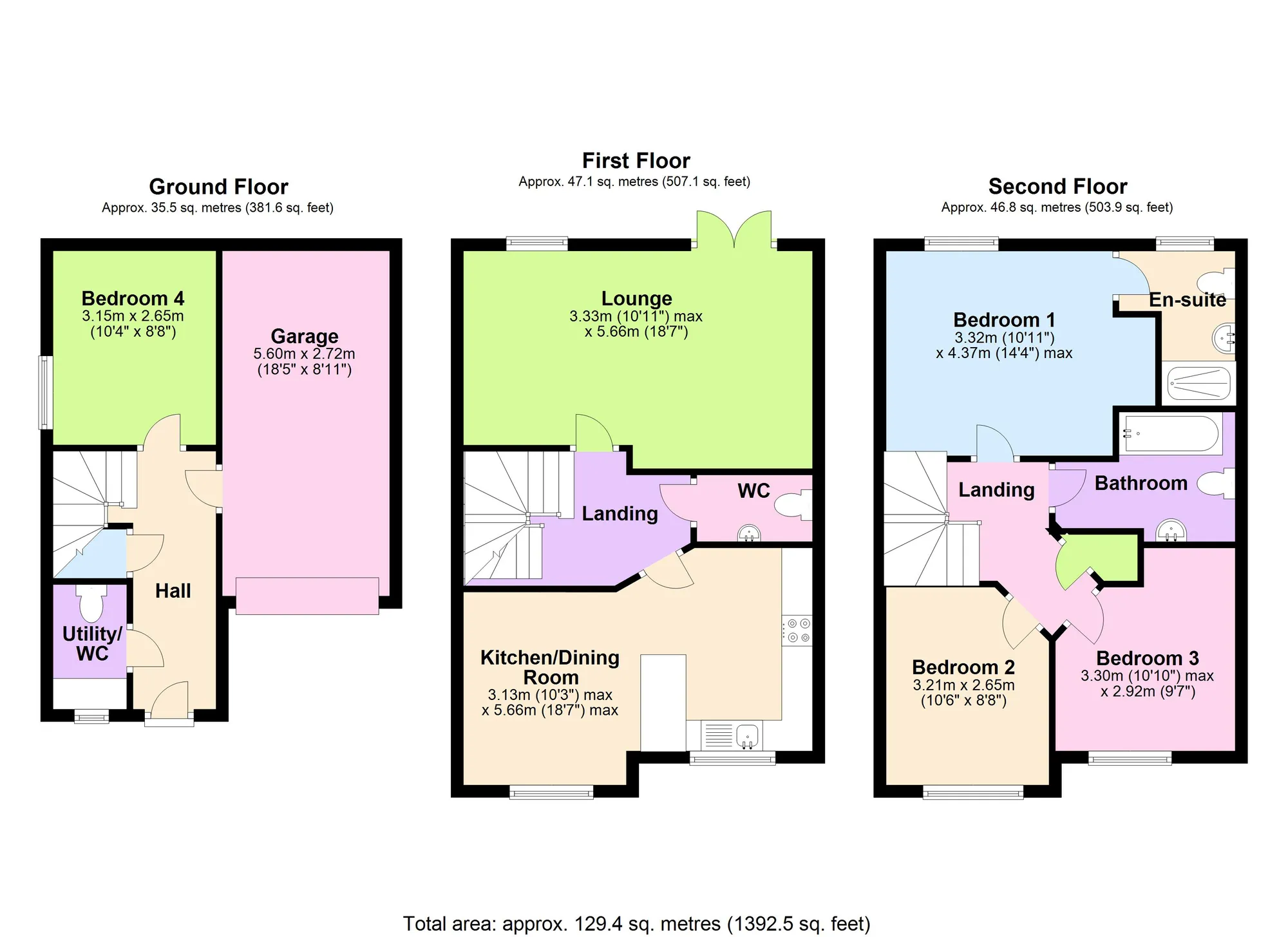 4 bed semi-detached house to rent in Hollyhock Way, Paignton - Property floorplan