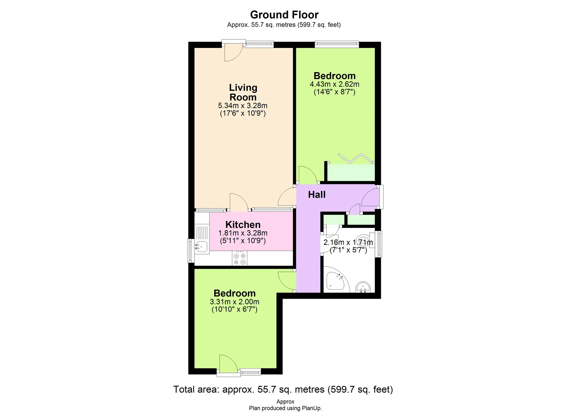 2 bed ground floor flat for sale in Hayes Road, Paignton - Property floorplan
