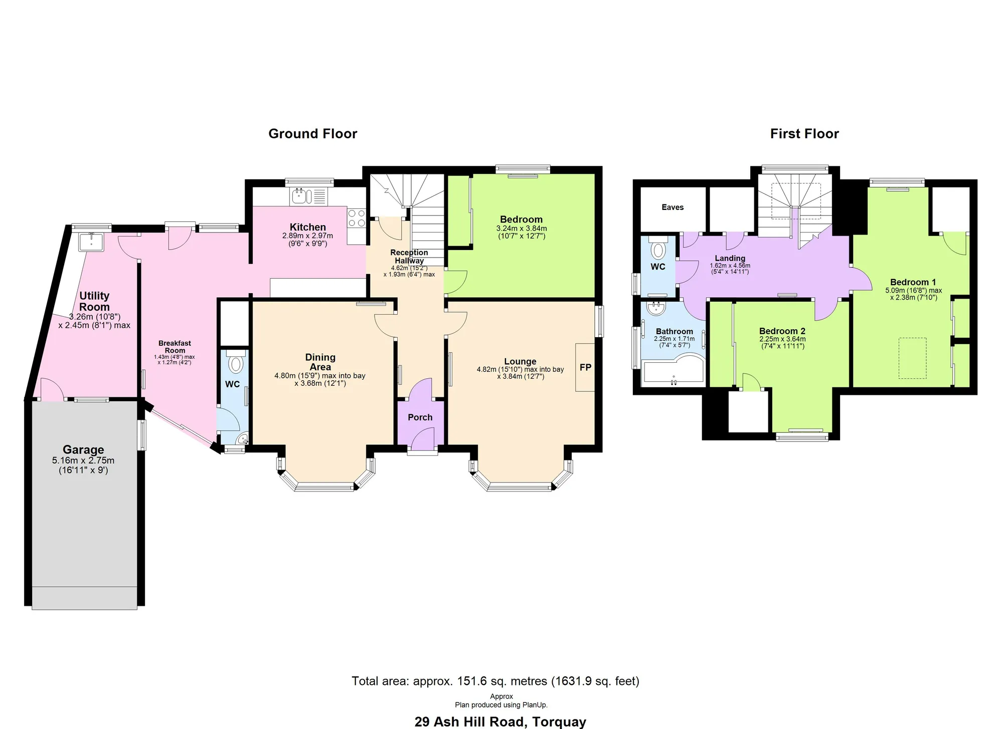 3 bed detached house for sale in Ash Hill Road, Torquay - Property floorplan