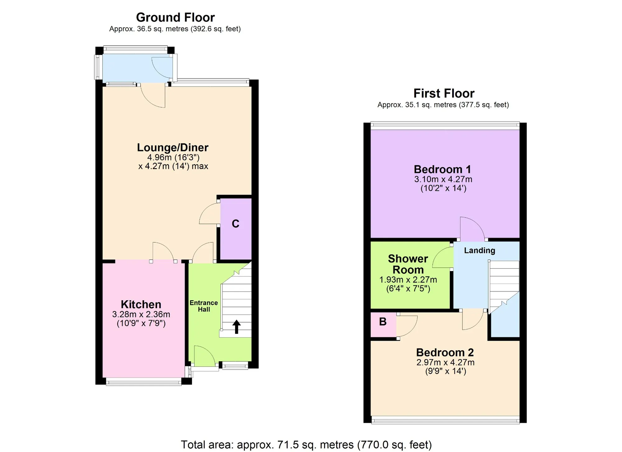 2 bed end of terrace house for sale in Rea Drive, Brixham - Property floorplan