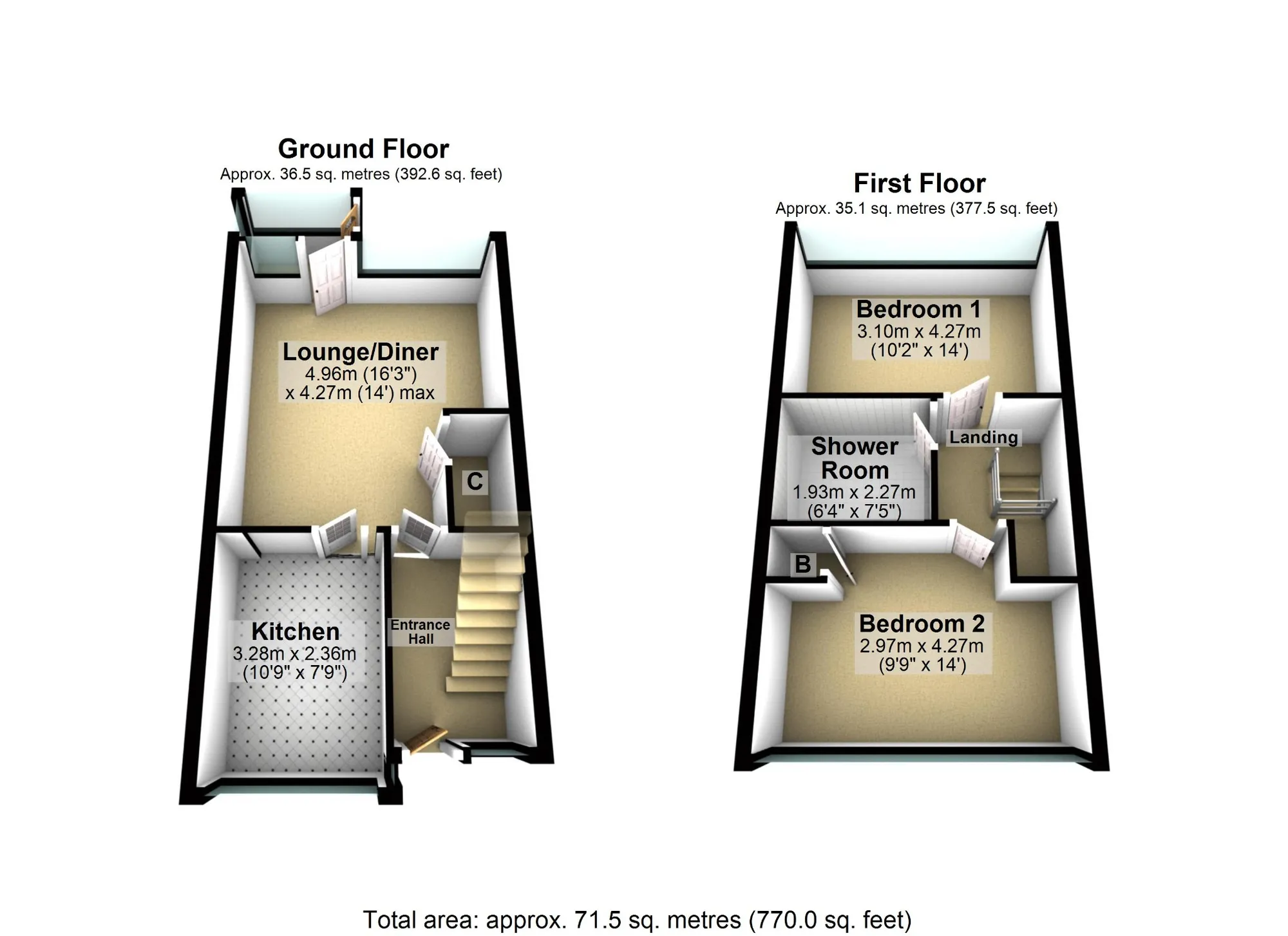 2 bed end of terrace house for sale in Rea Drive, Brixham - Property floorplan