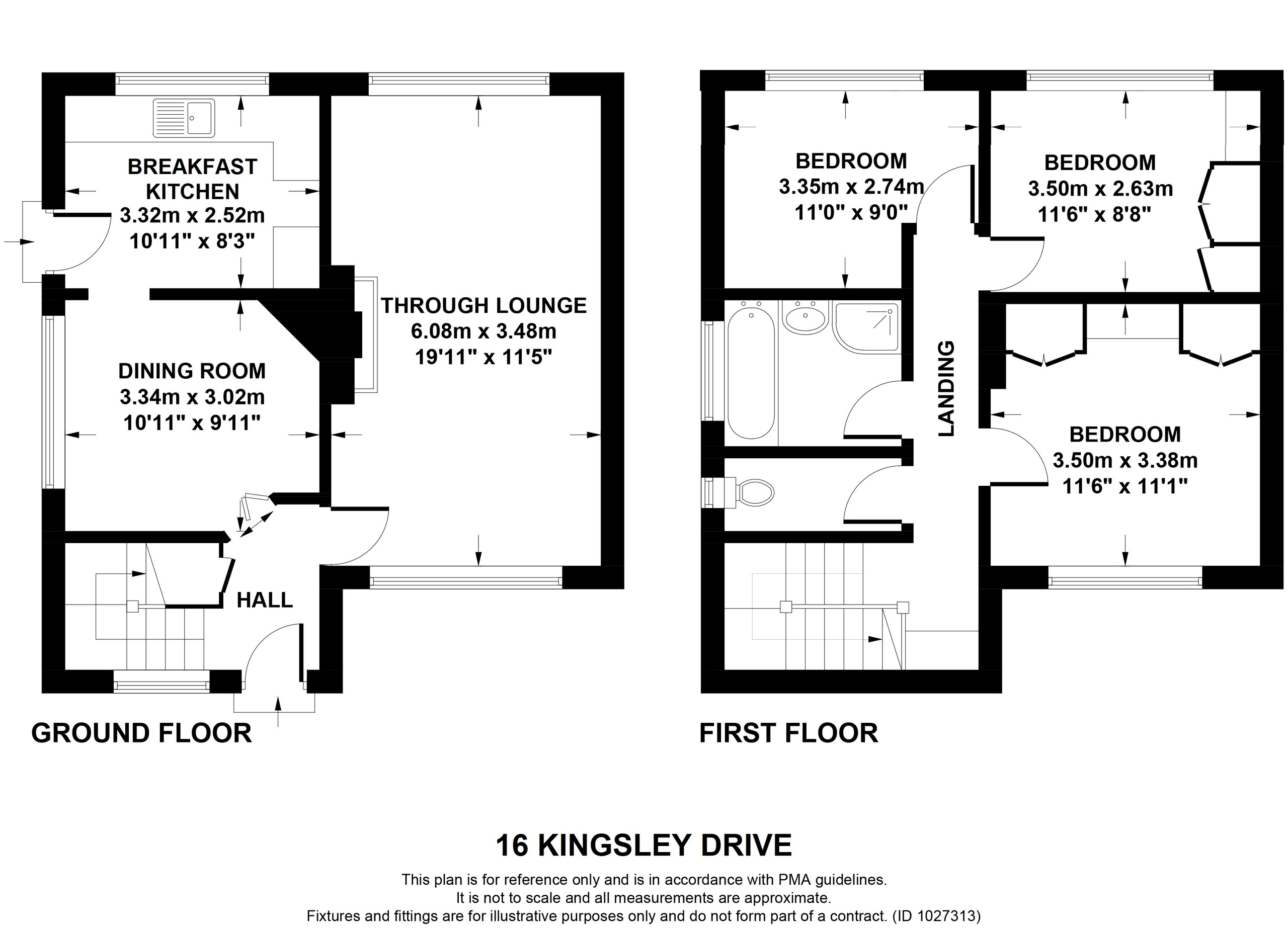 3 bed semi-detached house for sale in Kingsley Drive, Leeds - Property floorplan