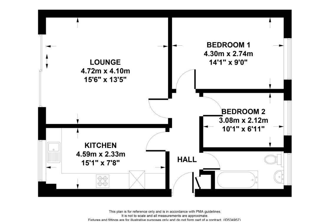 2 bed apartment for sale in Holt Lane Court, Adel. Leeds - Property floorplan