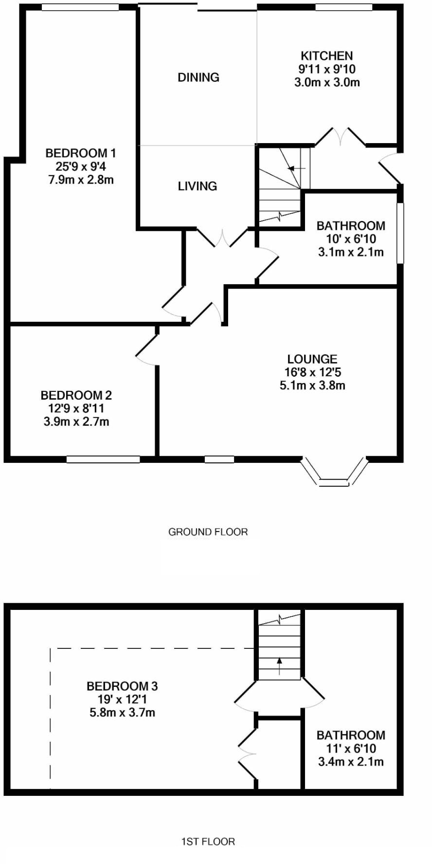 3 bed semi-detached house to rent in Forest Lane, Harrogate - Property floorplan