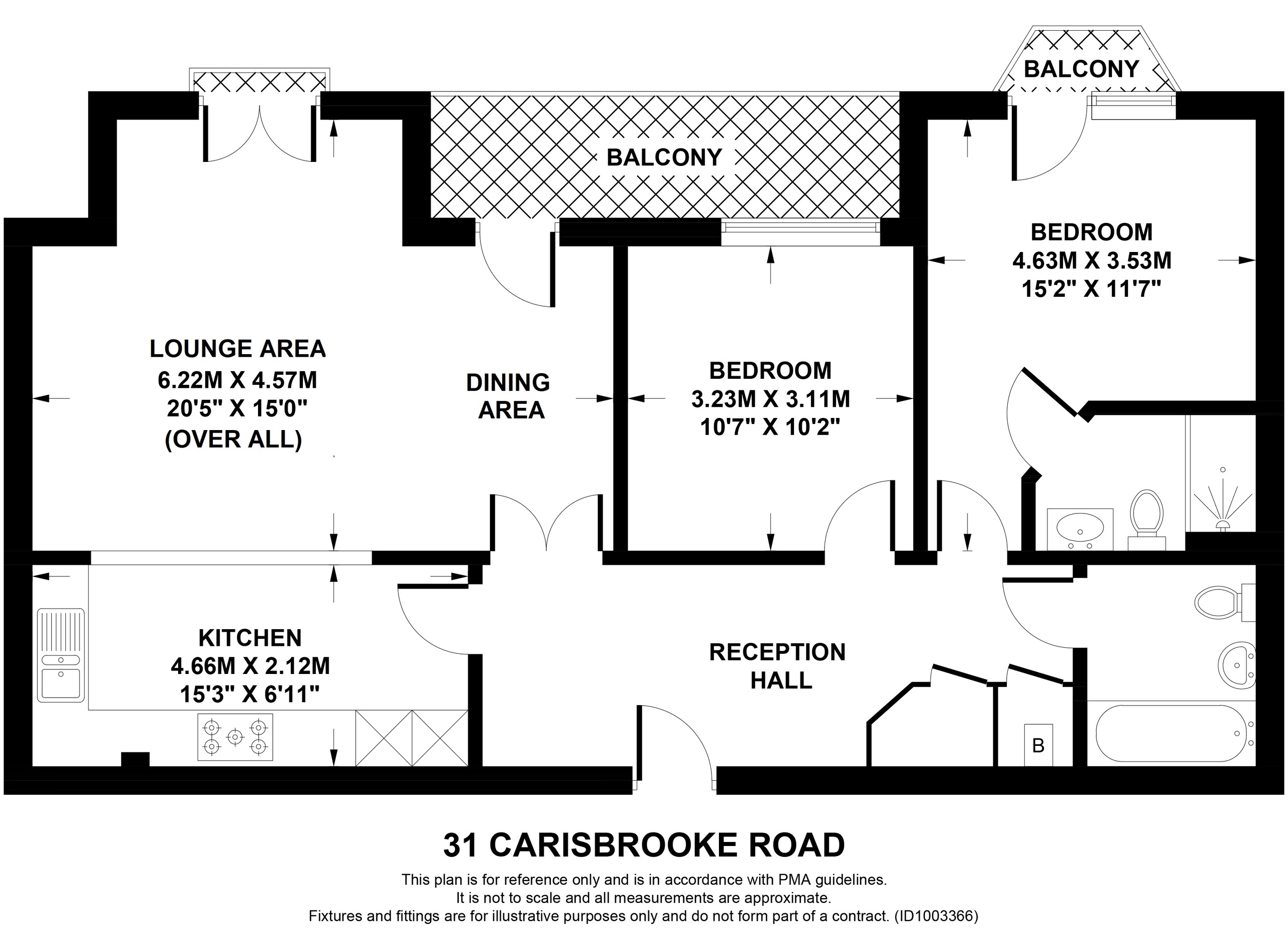 2 bed apartment for sale in Carisbrooke Road, Leeds - Property floorplan