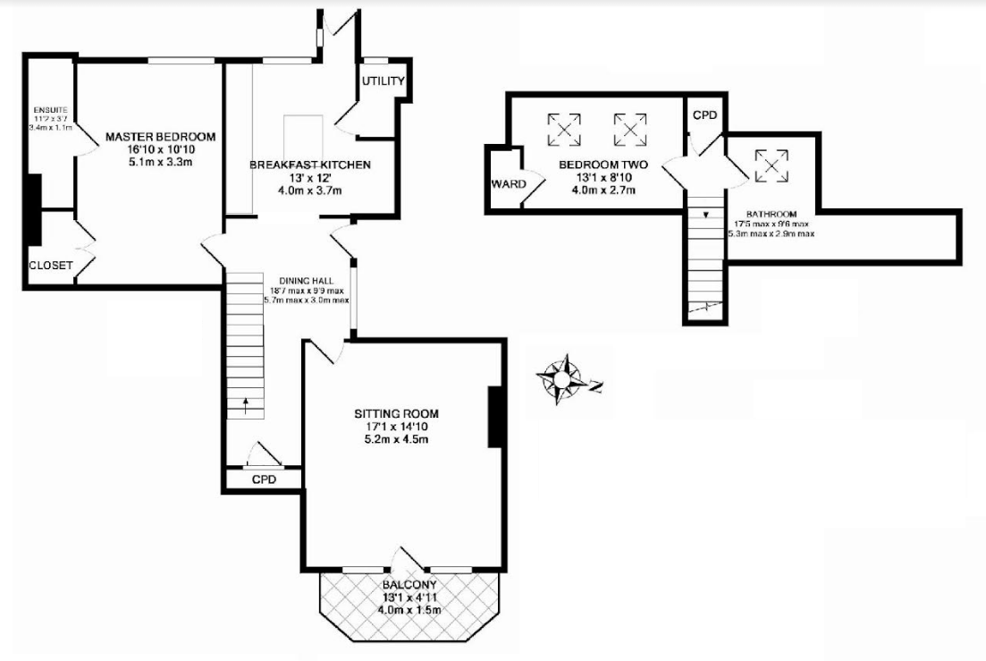 2 bed maisonette to rent in Park Avenue, Harrogate - Property floorplan