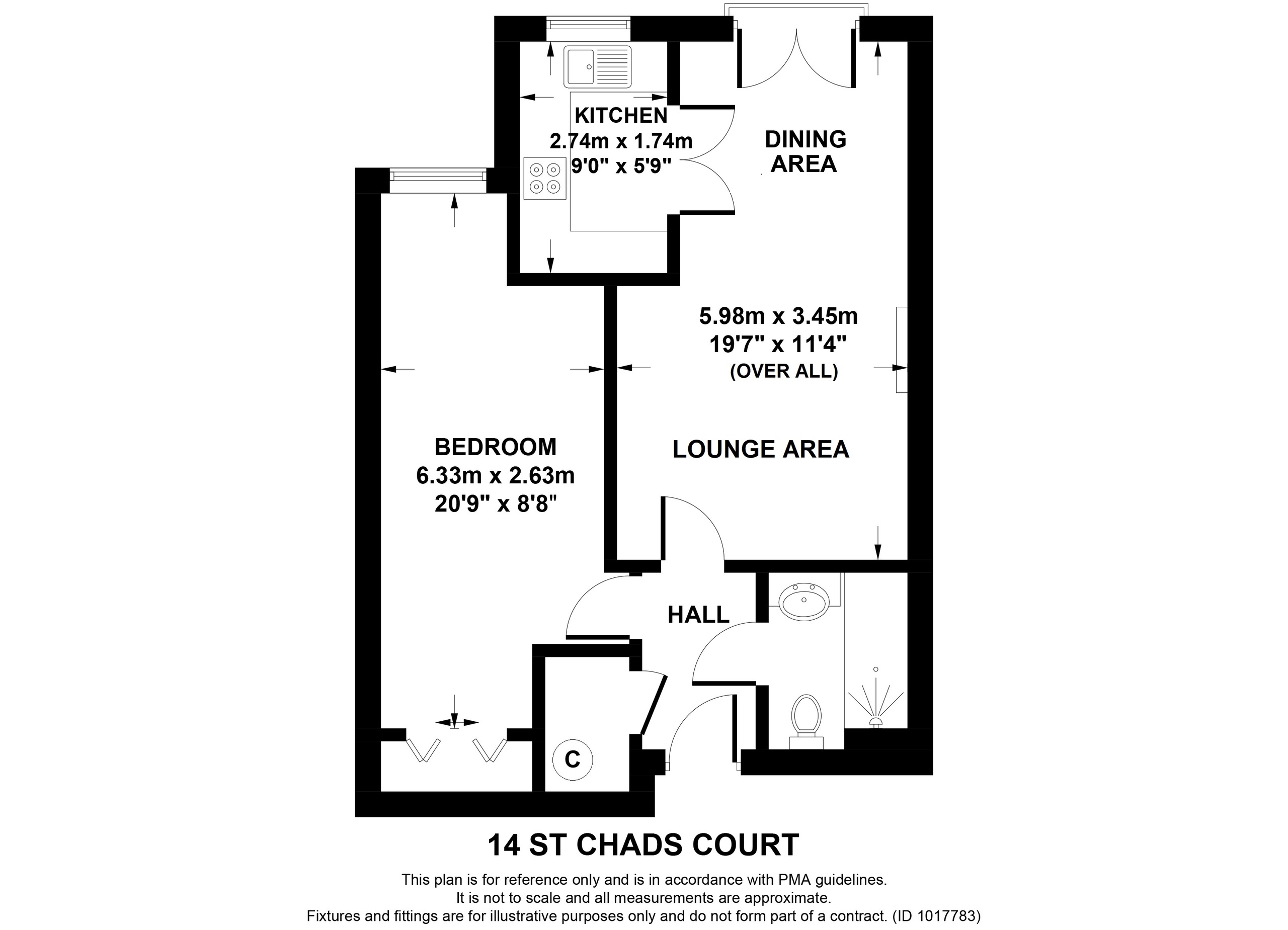 1 bed apartment for sale in St Chad's Road, Leeds - Property floorplan