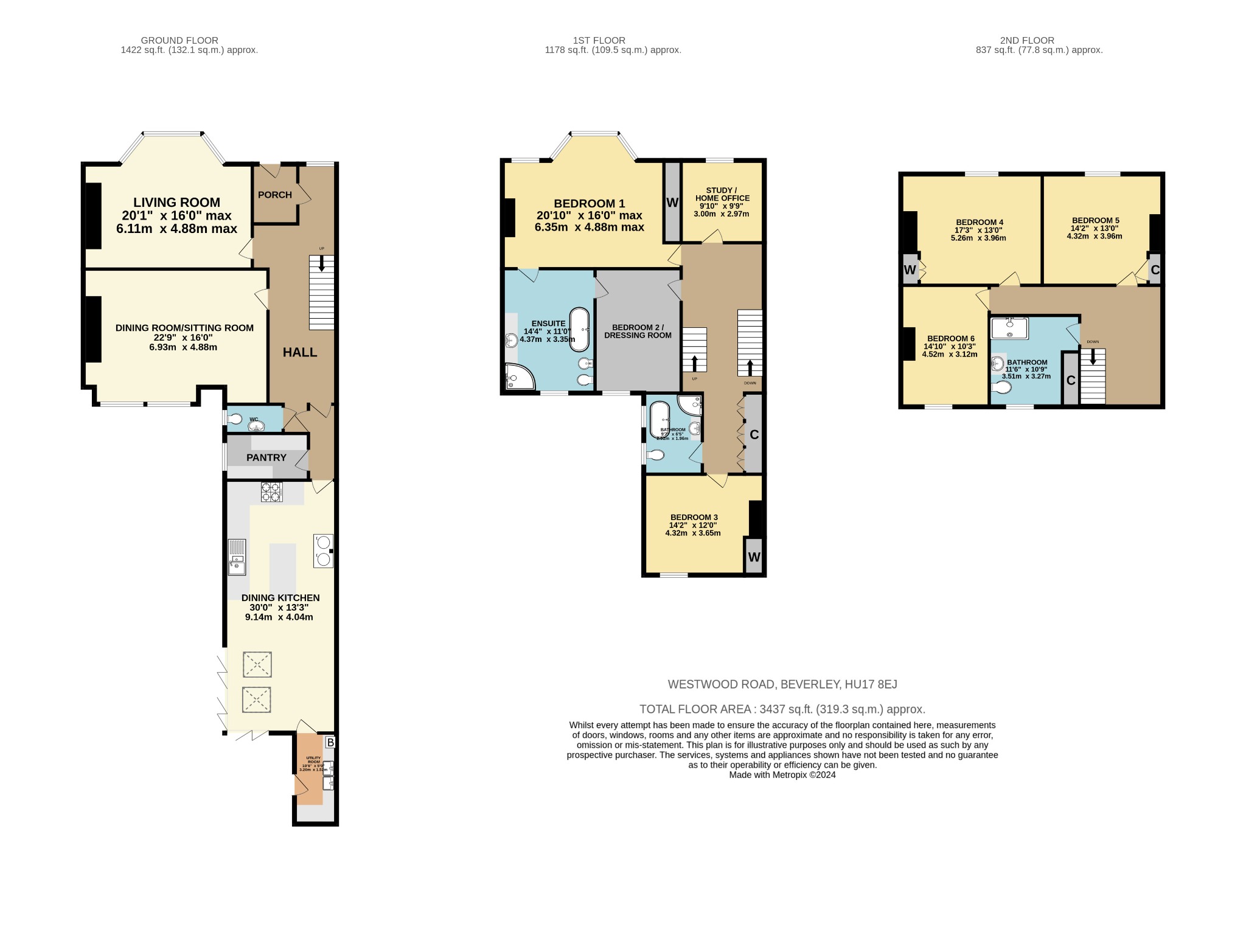 6 bed semi-detached house for sale in Westwood Road, Beverley - Property Floorplan