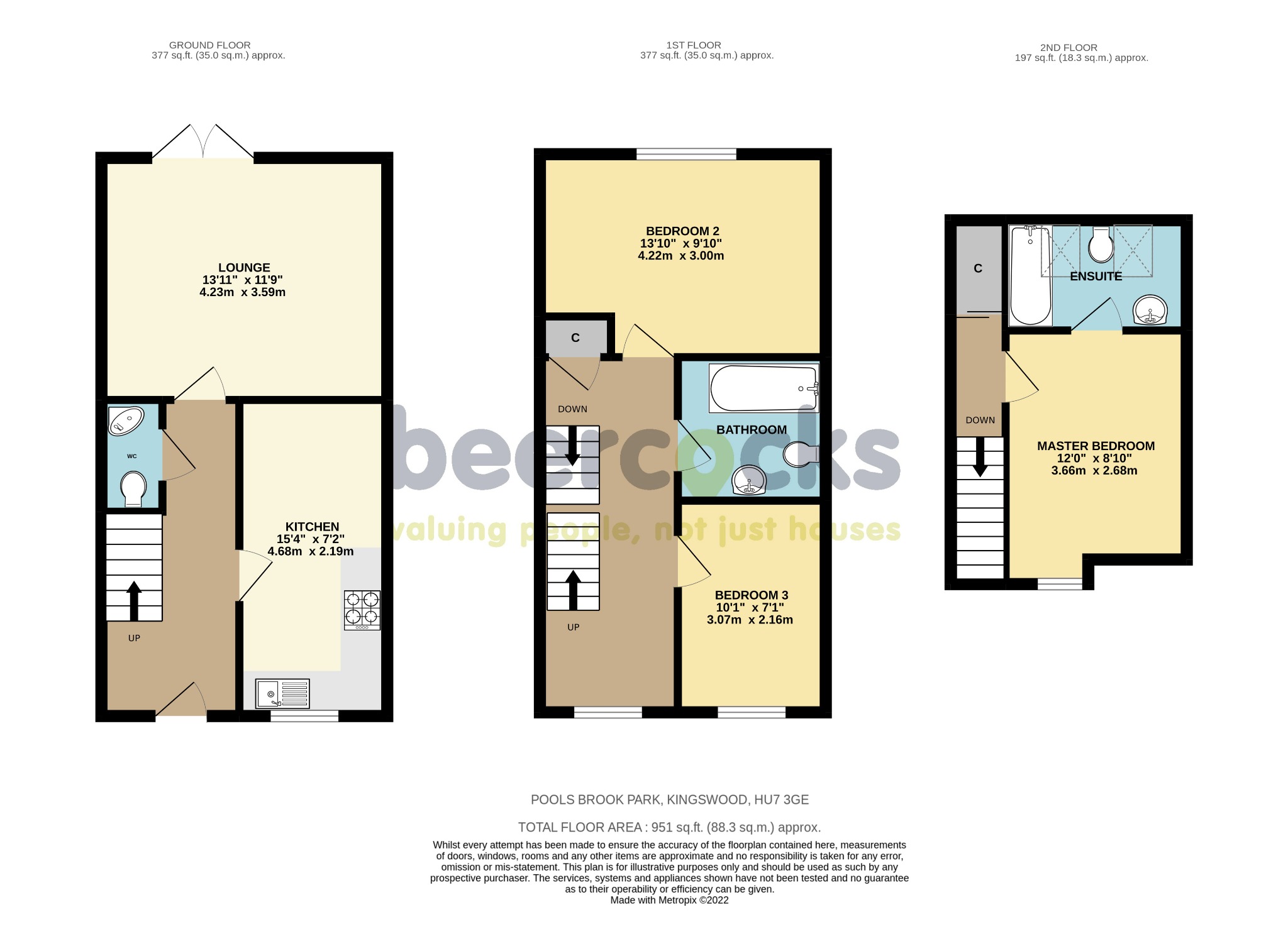 3 bed terraced house for sale in Pools Brook Park, Hull - Property Floorplan