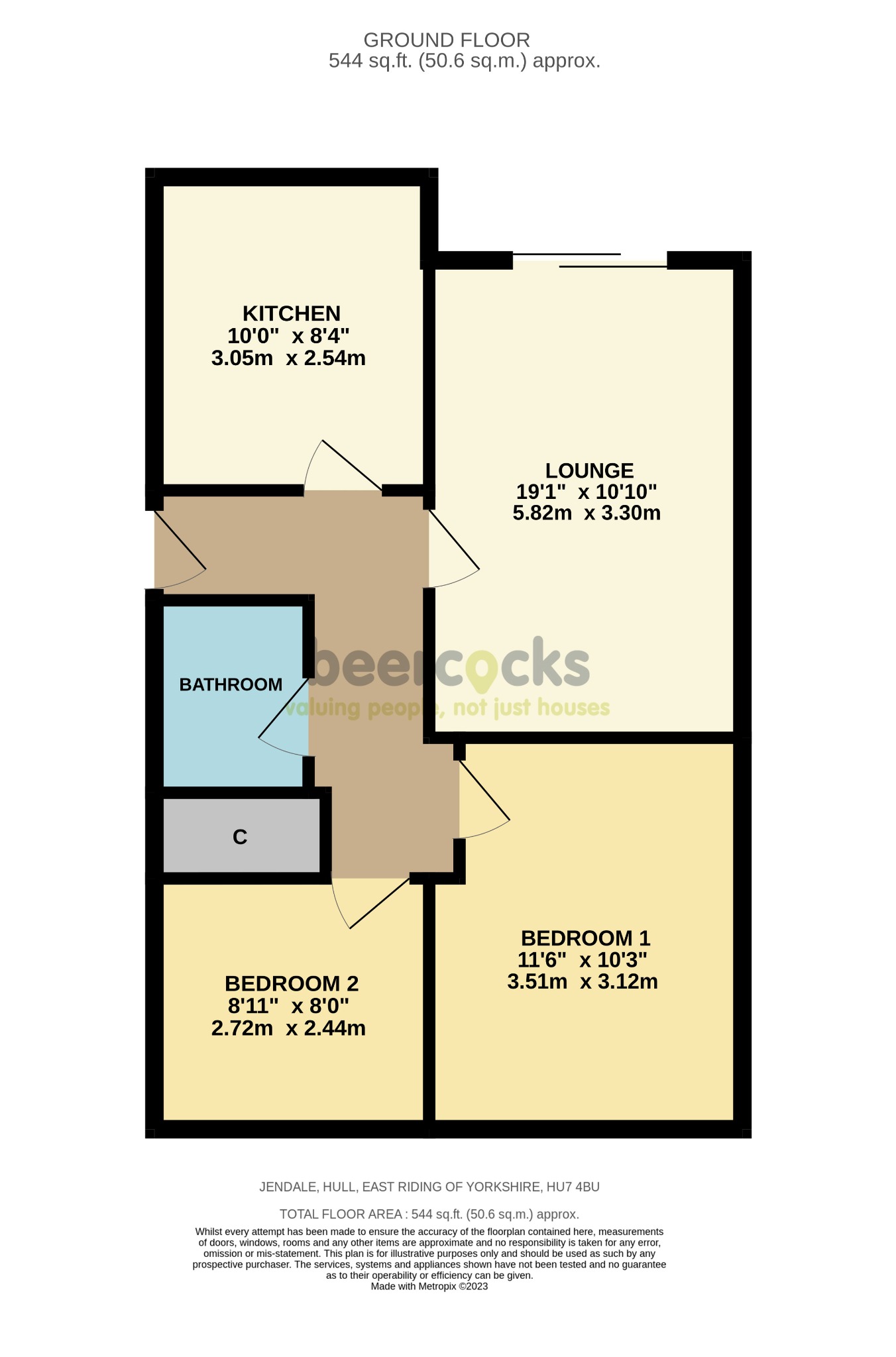 2 bed bungalow for sale in Jendale, Hull - Property Floorplan