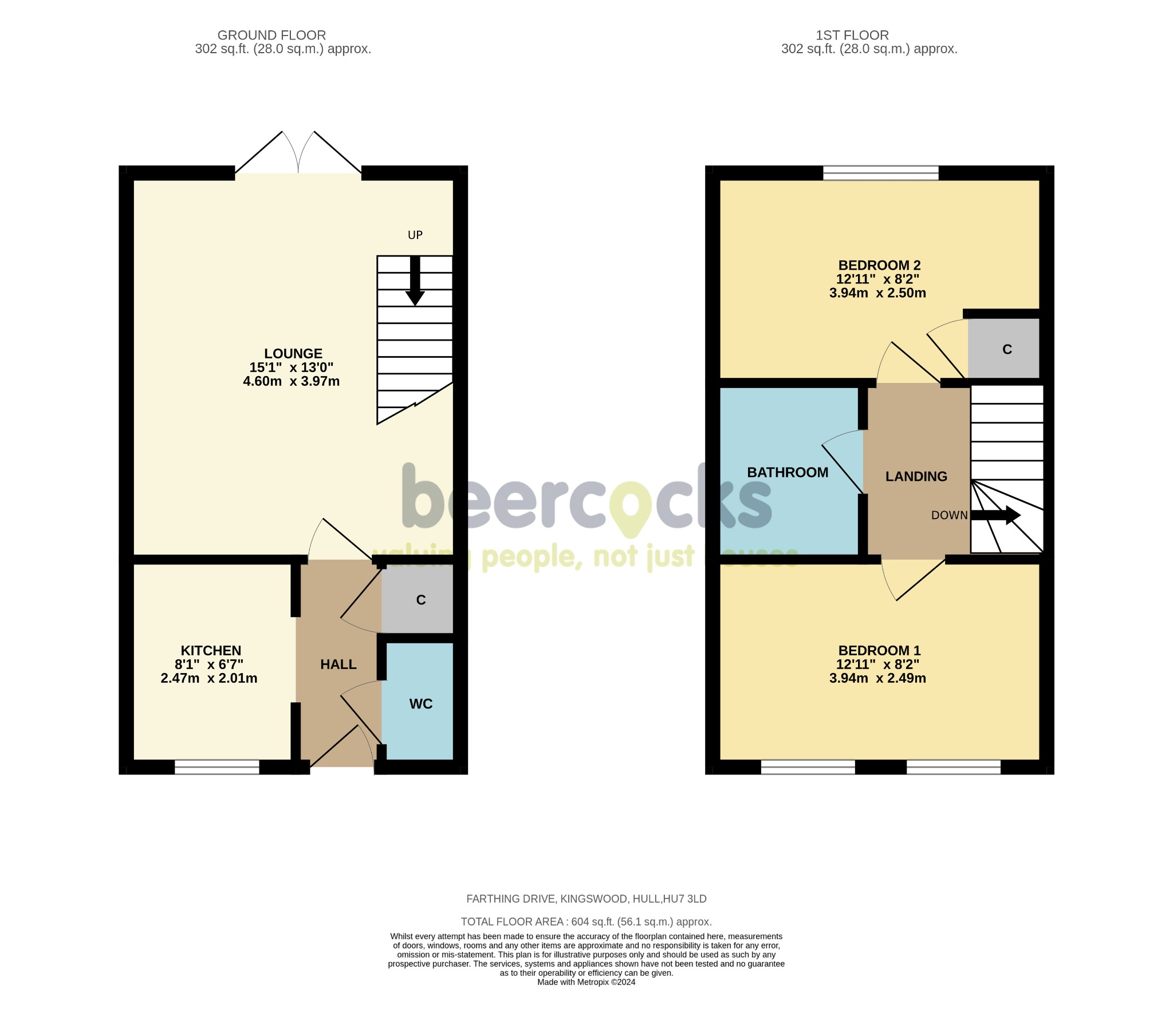 2 bed terraced house for sale in Farthing Drive, Hull - Property Floorplan