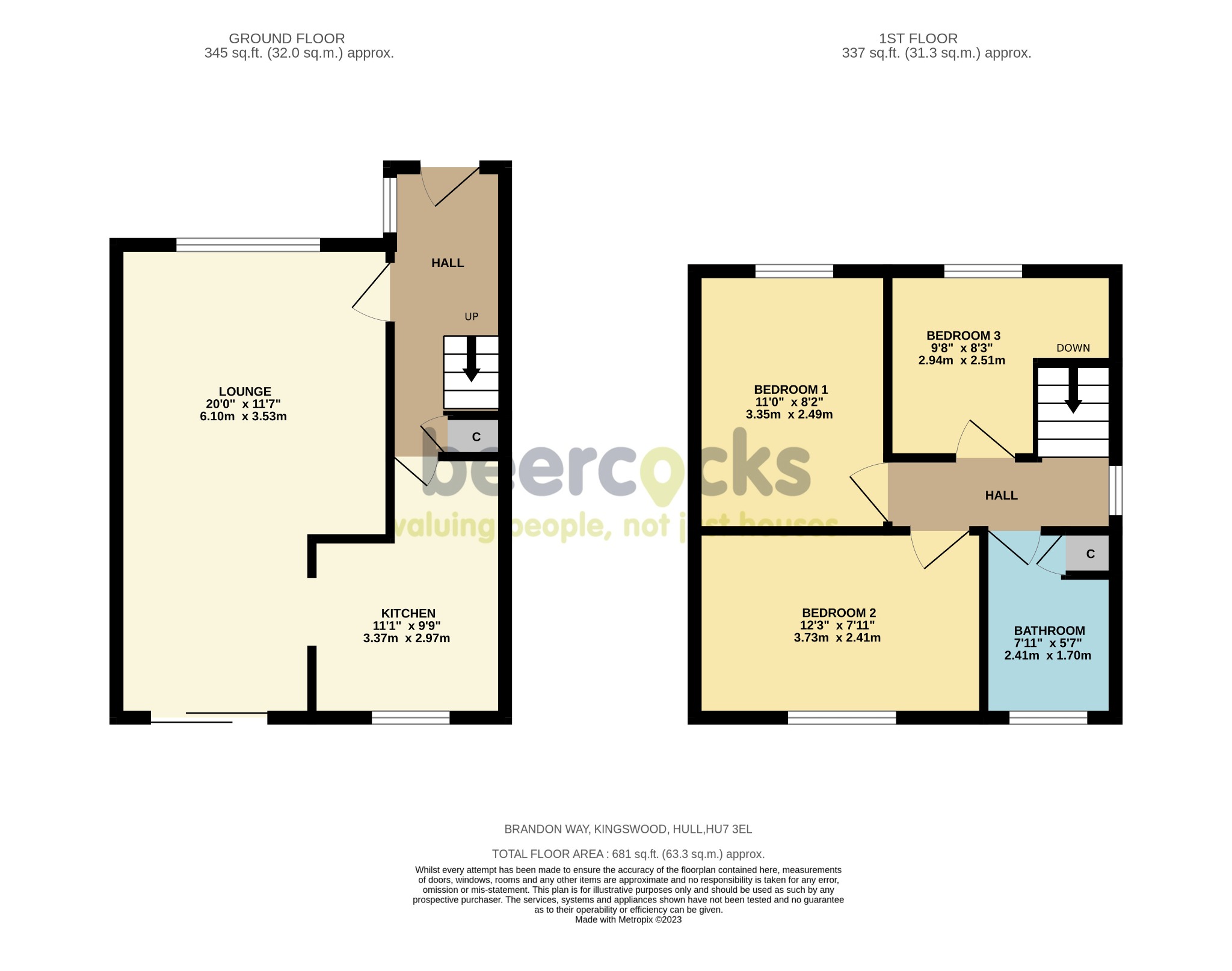 3 bed detached house for sale in Brandon Way, Hull - Property Floorplan