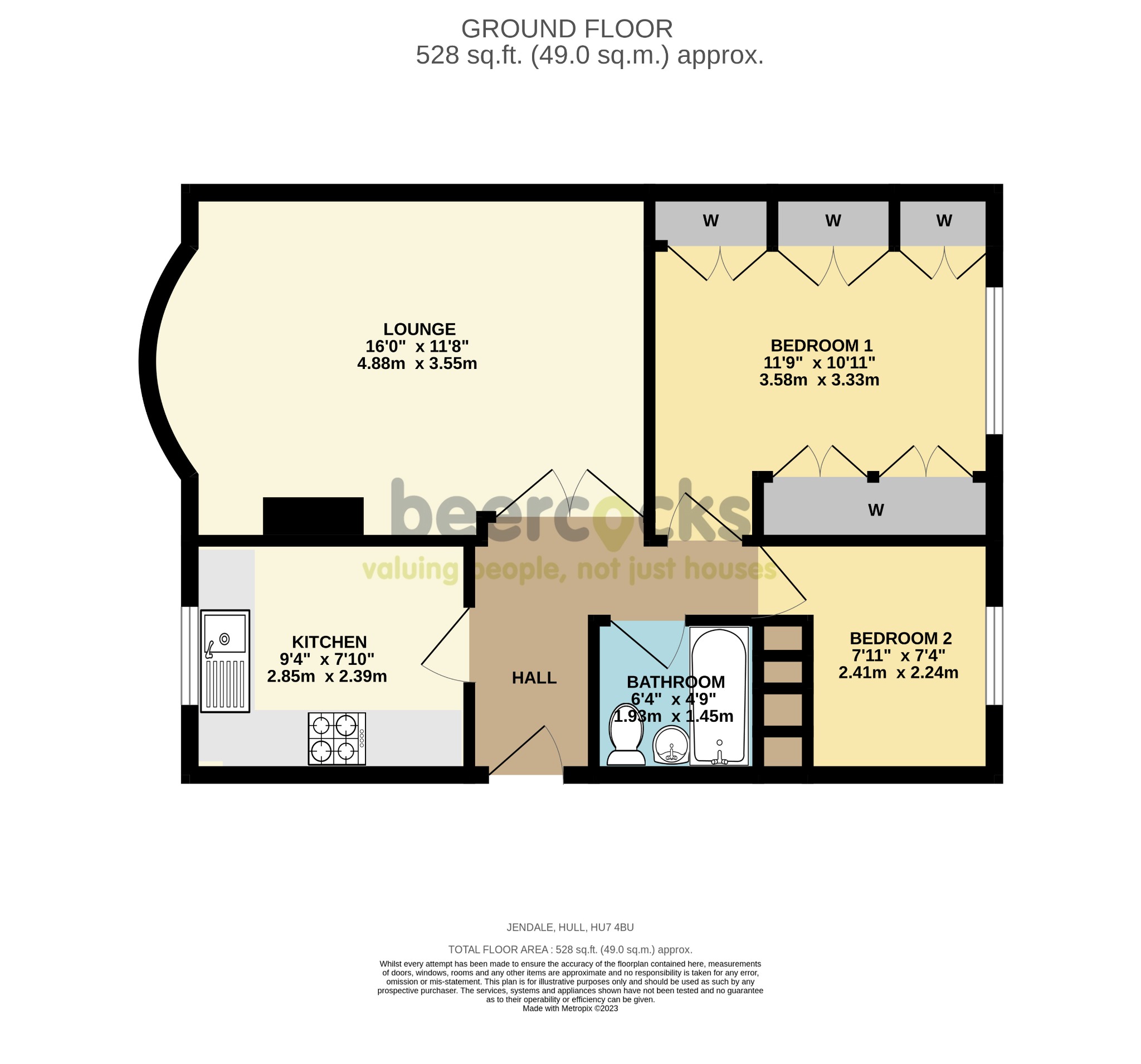 2 bed semi-detached bungalow for sale in Jendale, Hull - Property Floorplan