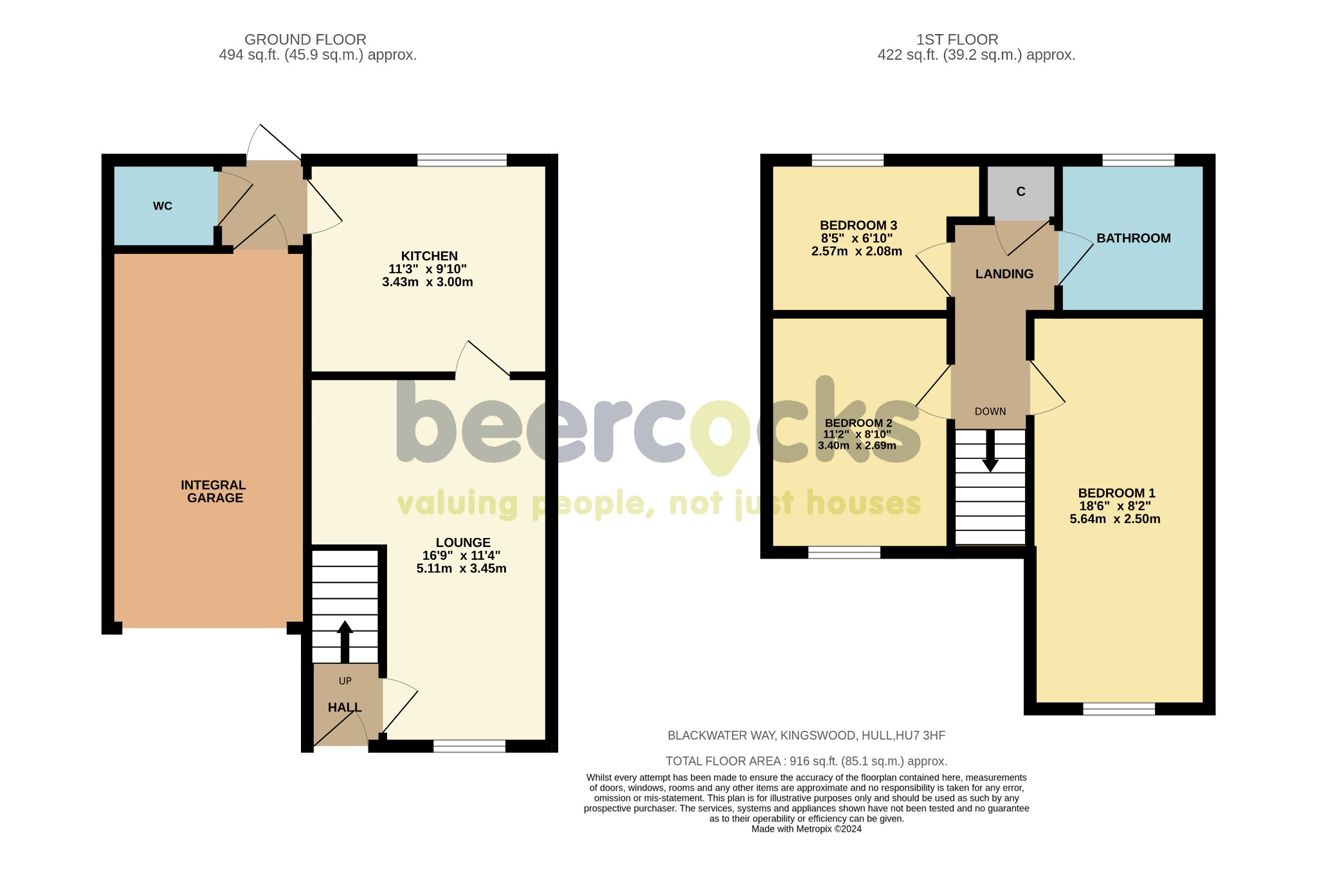 3 bed semi-detached house for sale in Blackwater Way, Hull - Property Floorplan
