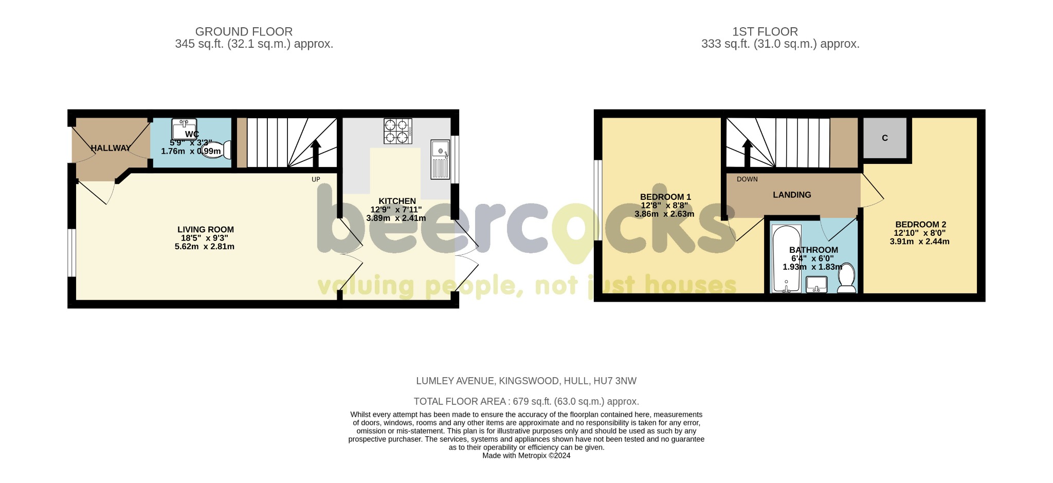 2 bed terraced house for sale in Lumley Avenue, Hull - Property Floorplan