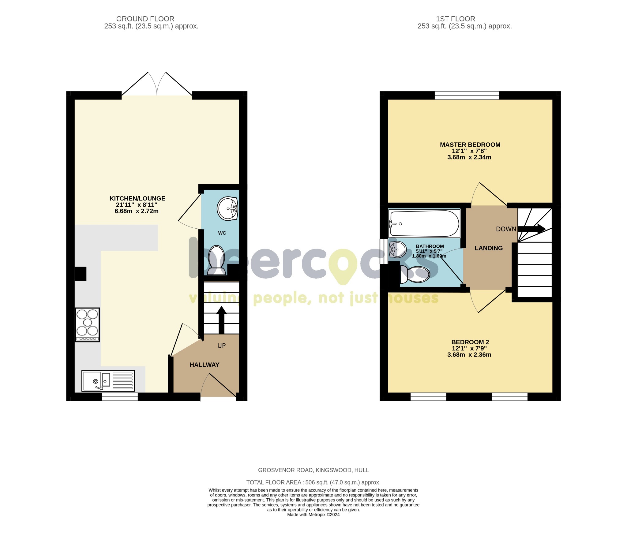 2 bed end of terrace house for sale in Grosvenor Road, Hull - Property Floorplan