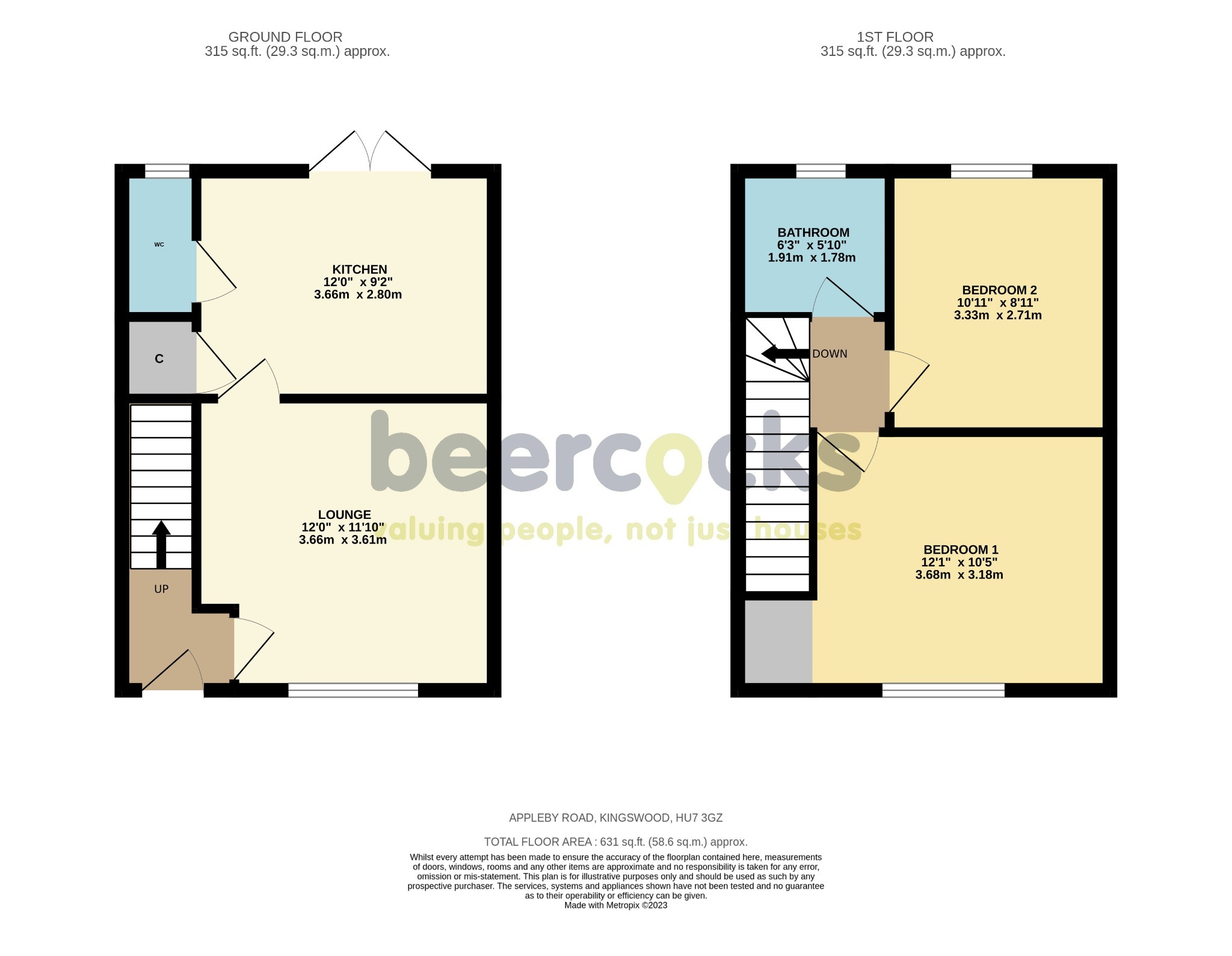 2 bed end of terrace house for sale in Appleby Road, Hull - Property Floorplan