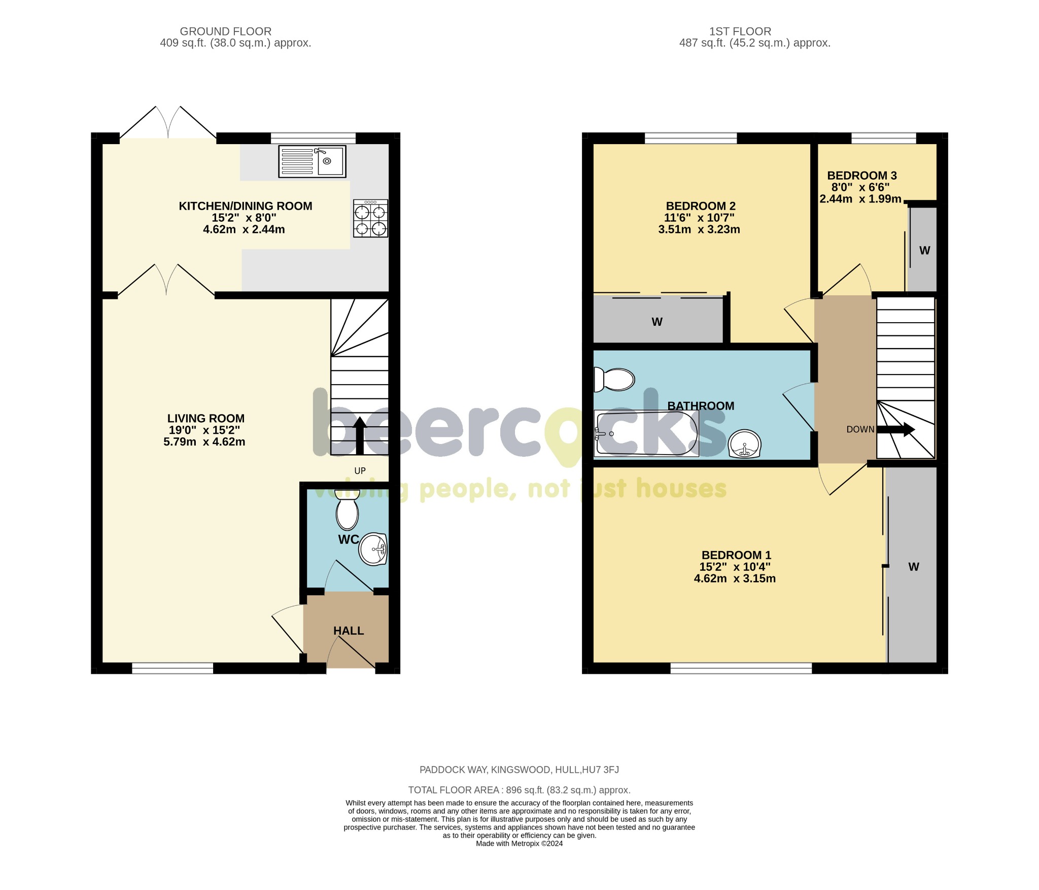 3 bed terraced house for sale in Paddock Way, Hull - Property Floorplan