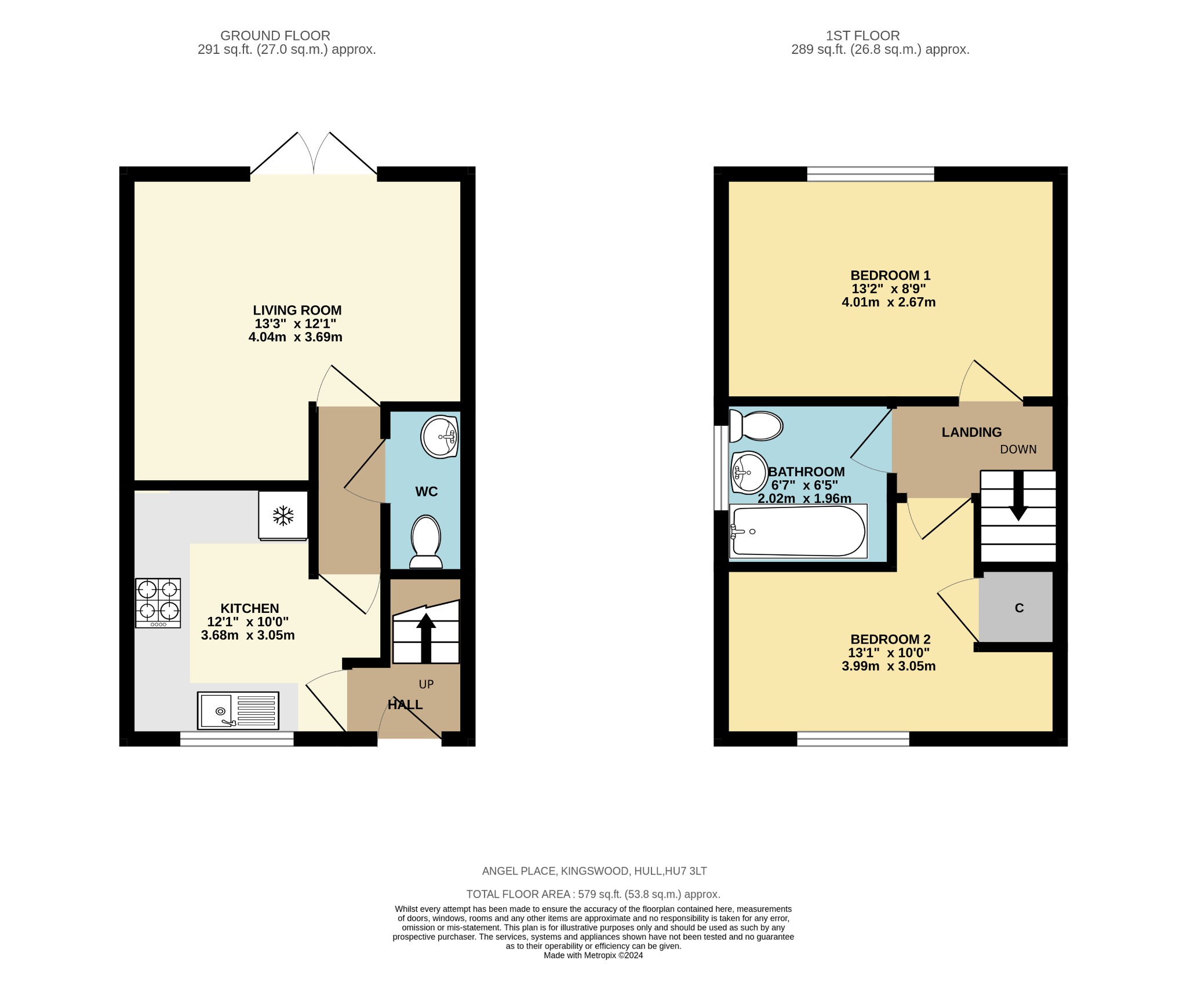 2 bed semi-detached house for sale in Angel Place, Hull - Property Floorplan