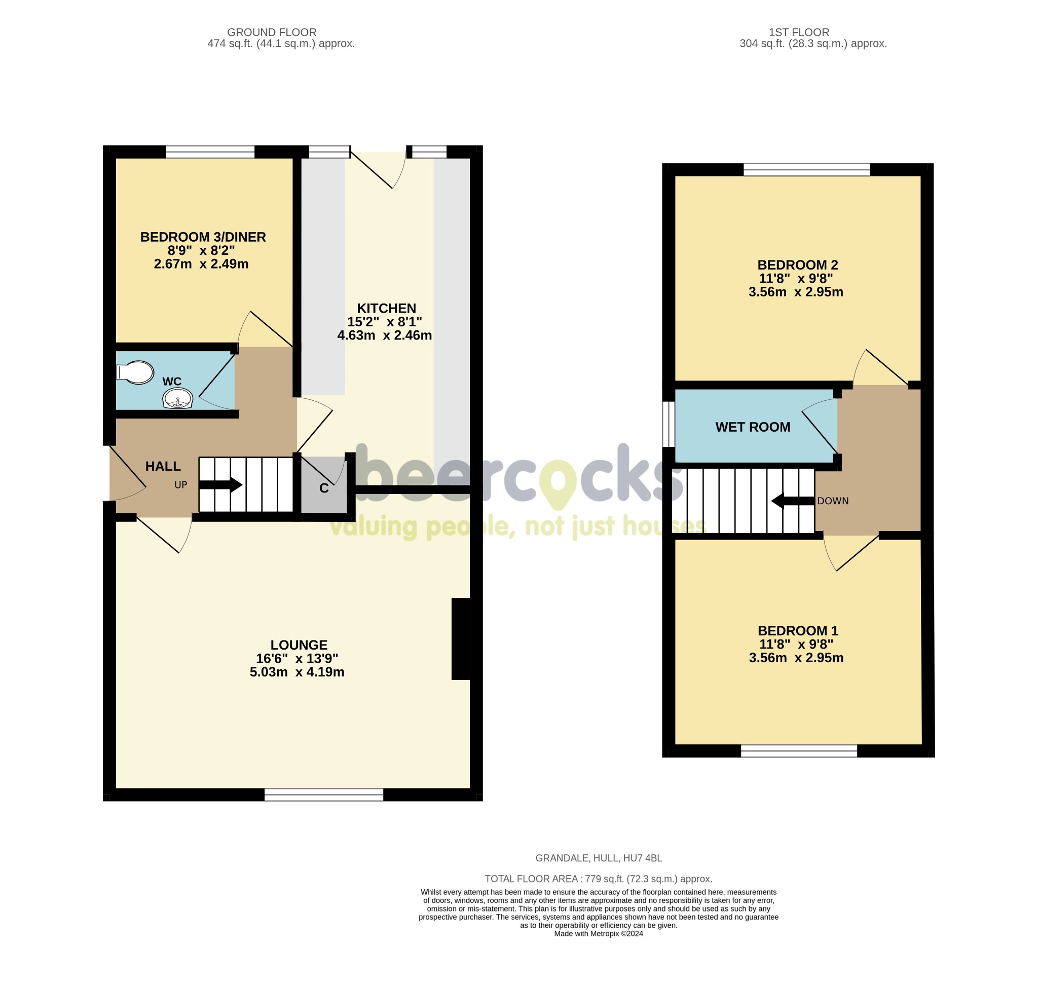 3 bed semi-detached house for sale in Grandale, Hull - Property Floorplan