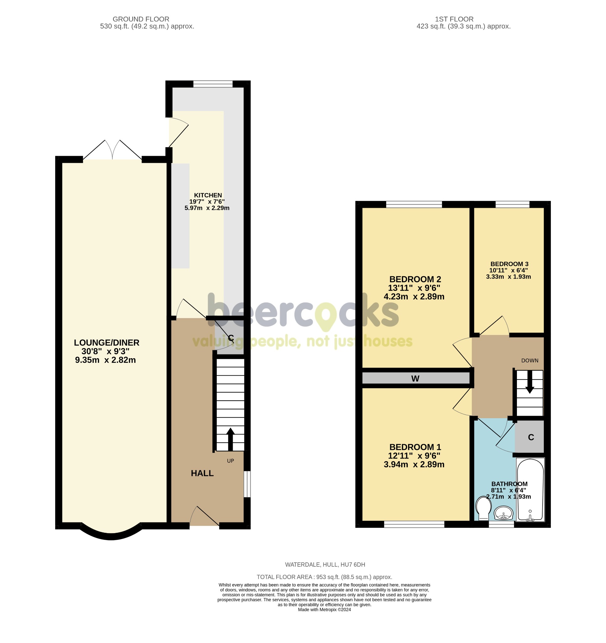 3 bed semi-detached house for sale in Waterdale, Hull - Property Floorplan