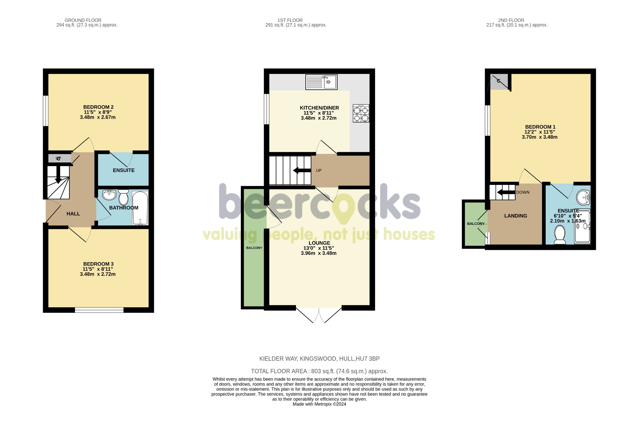 3 bed semi-detached house for sale in Kielder Way, Hull - Property Floorplan