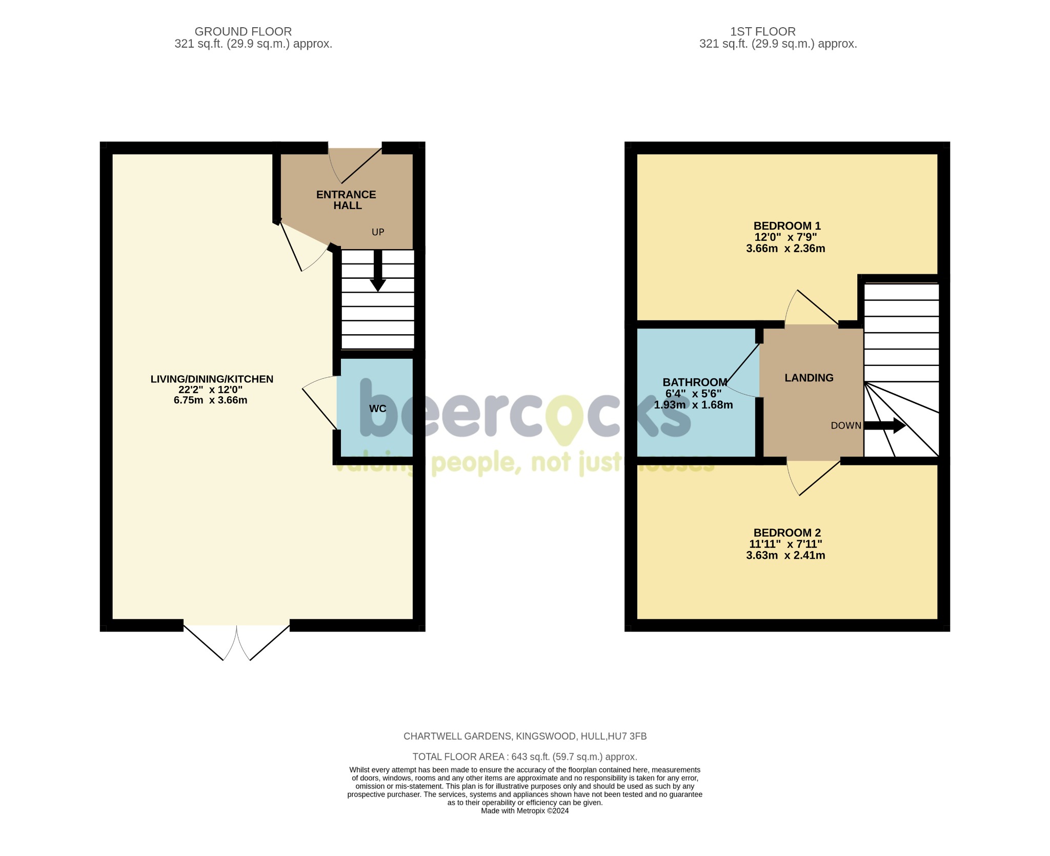 2 bed end of terrace house for sale in Chartwell Gardens, Hull - Property Floorplan