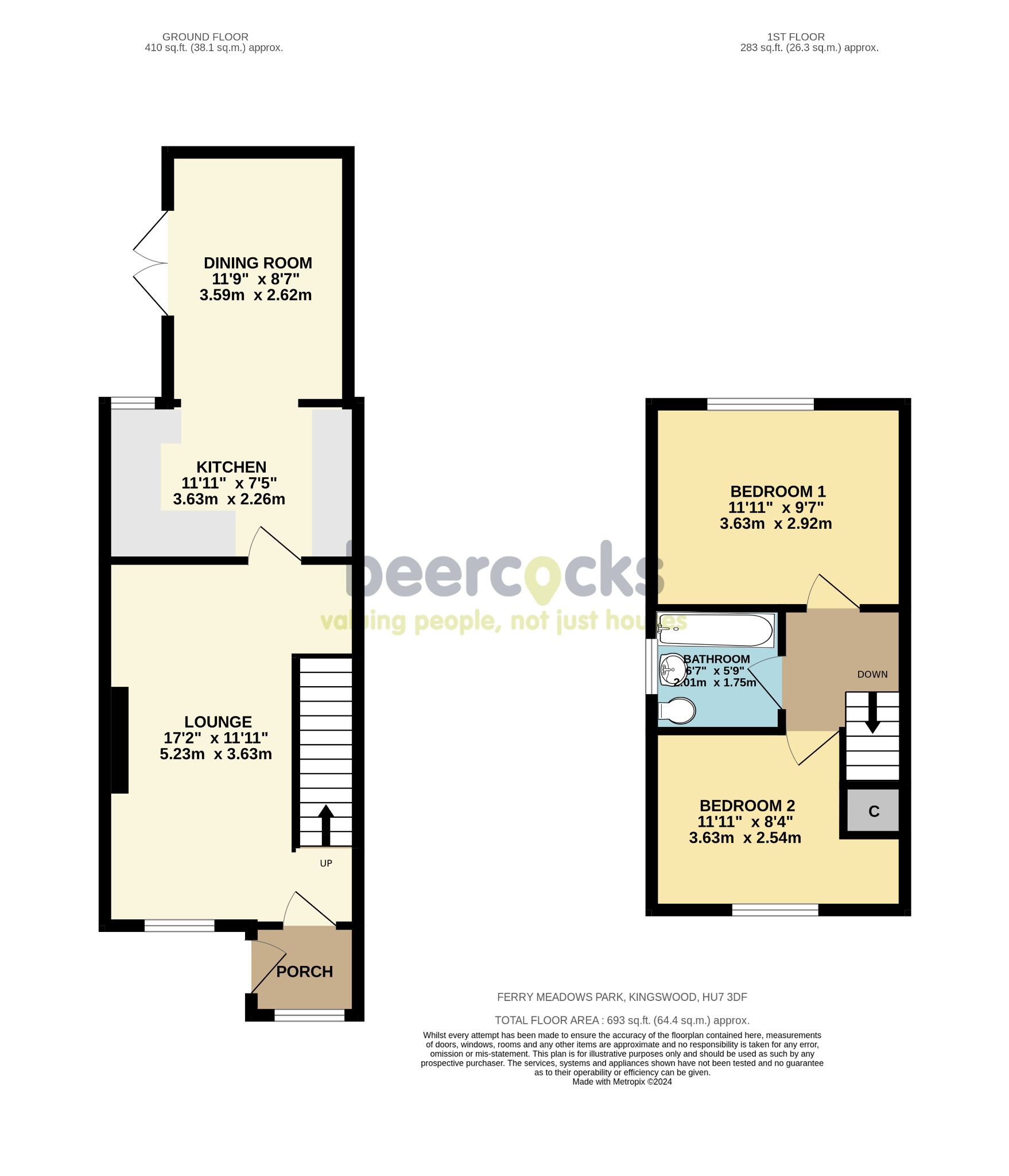 2 bed semi-detached house for sale in Ferry Meadows Park, Hull - Property Floorplan
