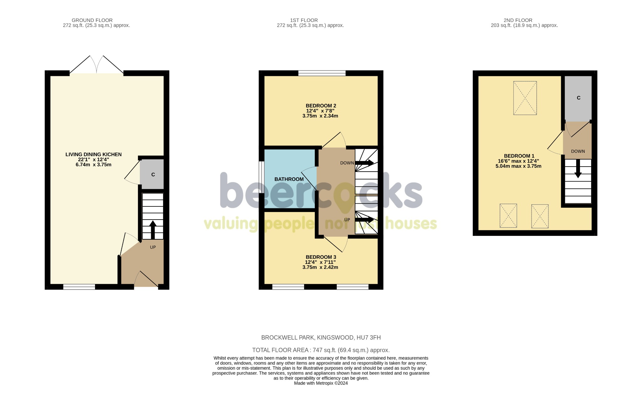 3 bed end of terrace house for sale in Brockwell Park, Hull - Property Floorplan