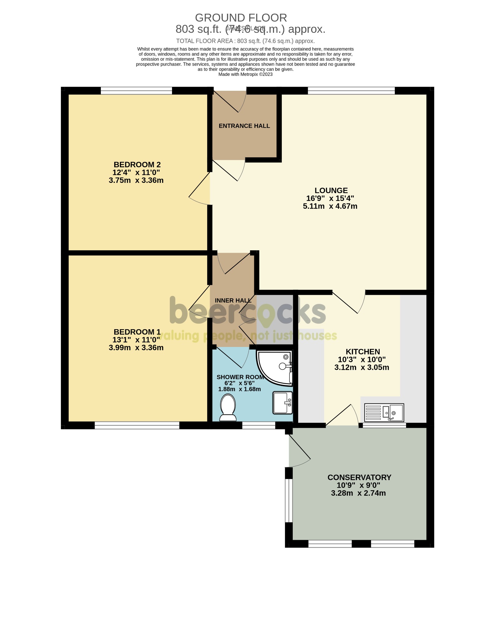 2 bed semi-detached bungalow for sale in James Place, Ulceby - Property Floorplan