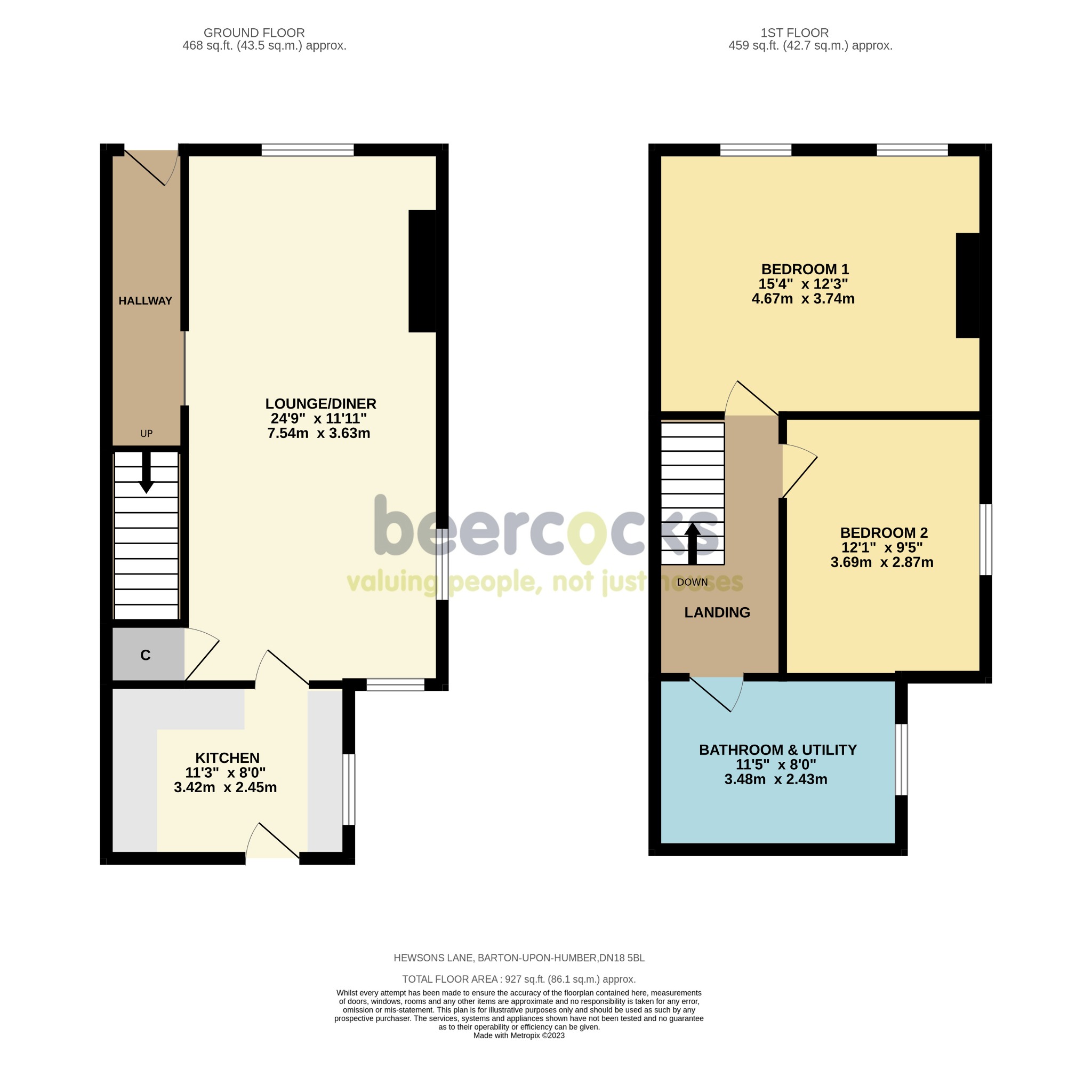 2 bed semi-detached house for sale in Hewson's Lane, Barton upon Humber - Property Floorplan