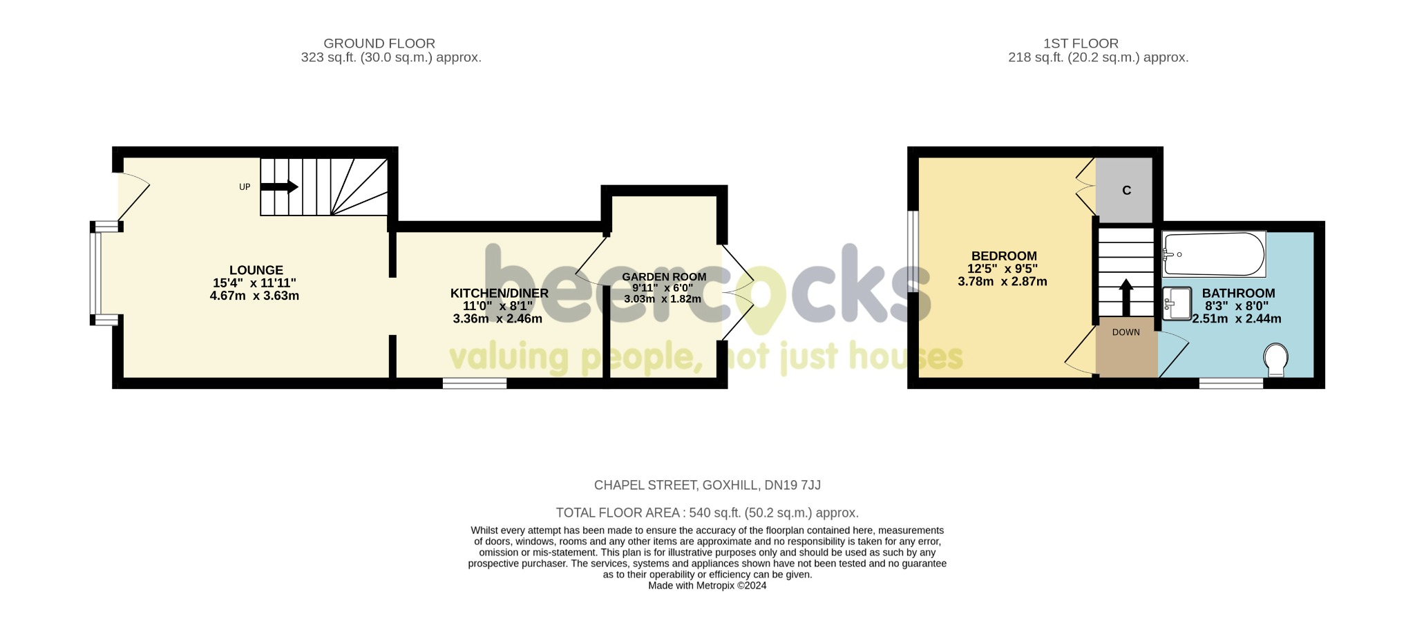 1 bed end of terrace house for sale in Chapel Street, Barrow upon Humber - Property Floorplan