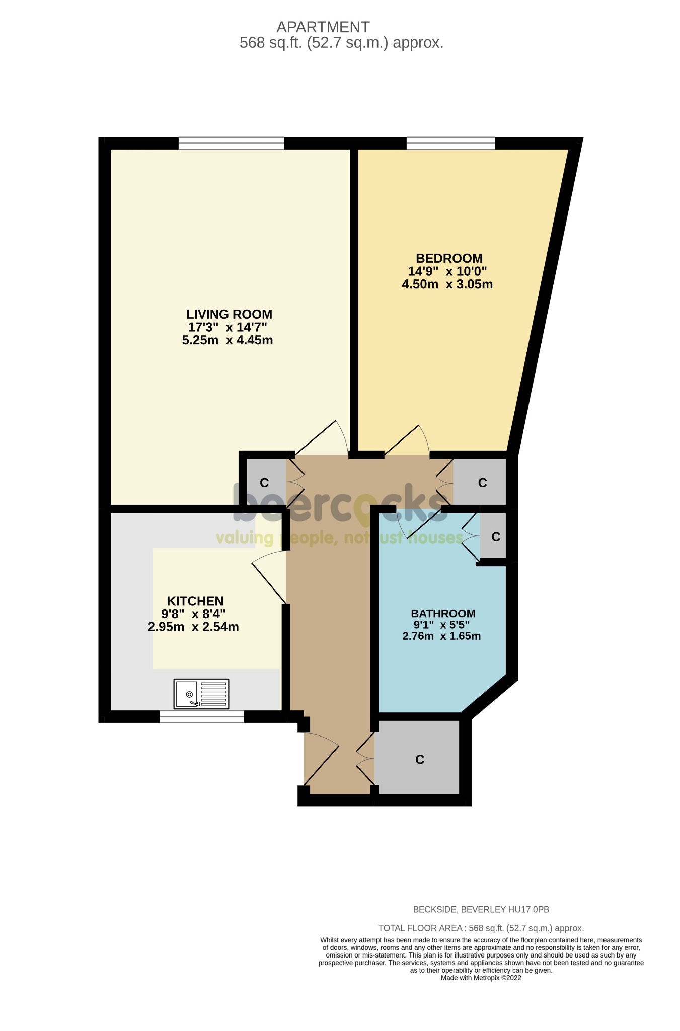 1 bed flat for sale in Beckside, Beverley - Property Floorplan
