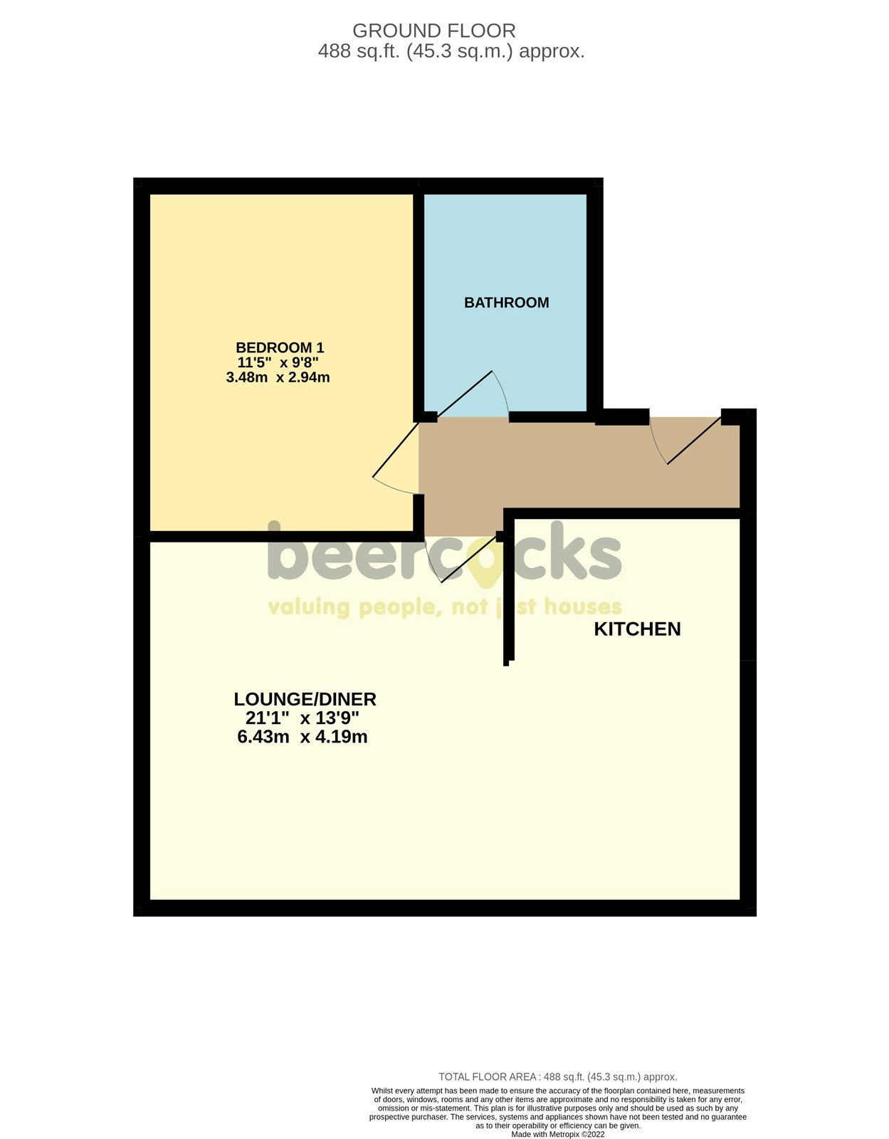 1 bed flat for sale in New Walkergate, Beverley - Property Floorplan